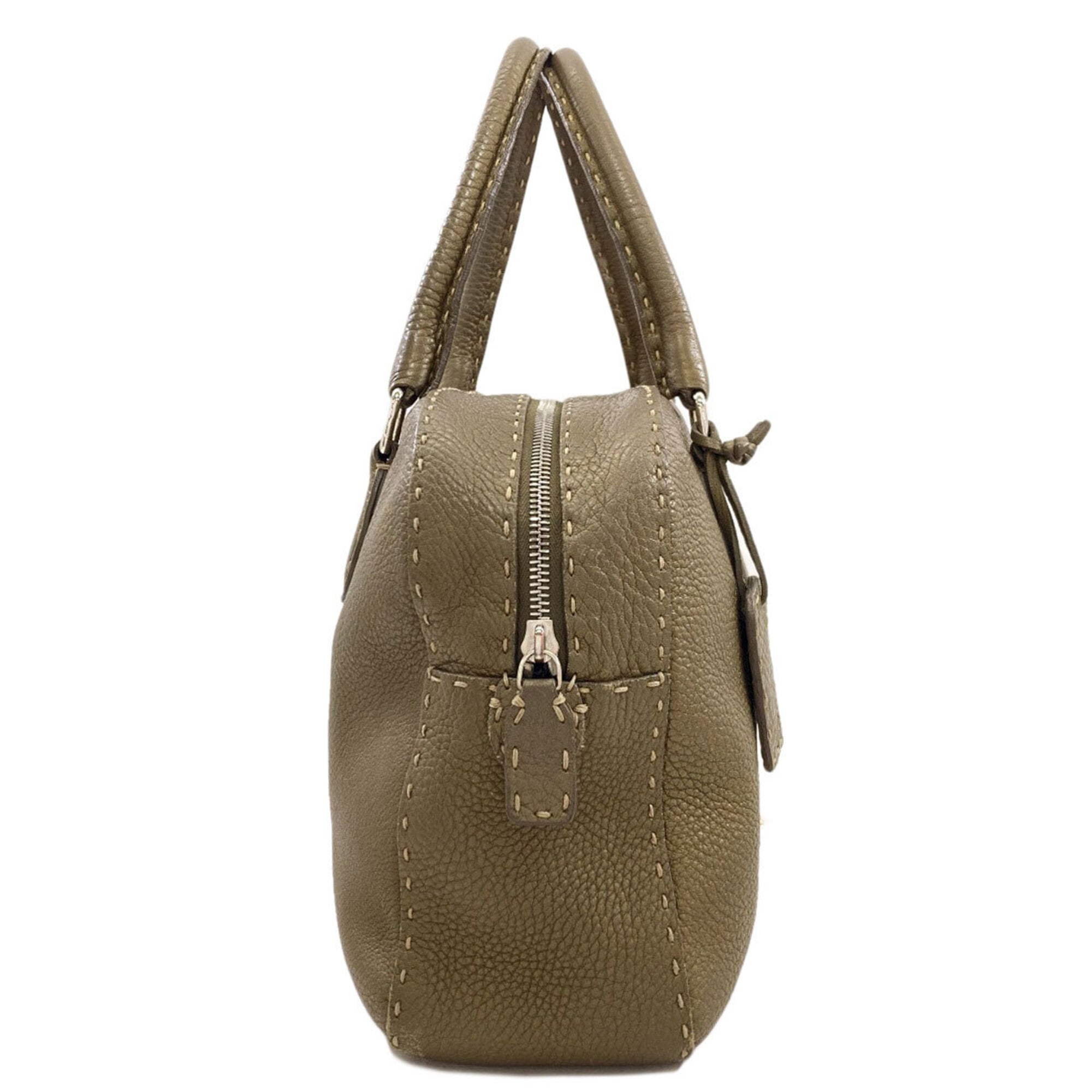 Fendi Selleria Khaki Leather Handbag (Pre-Owned)