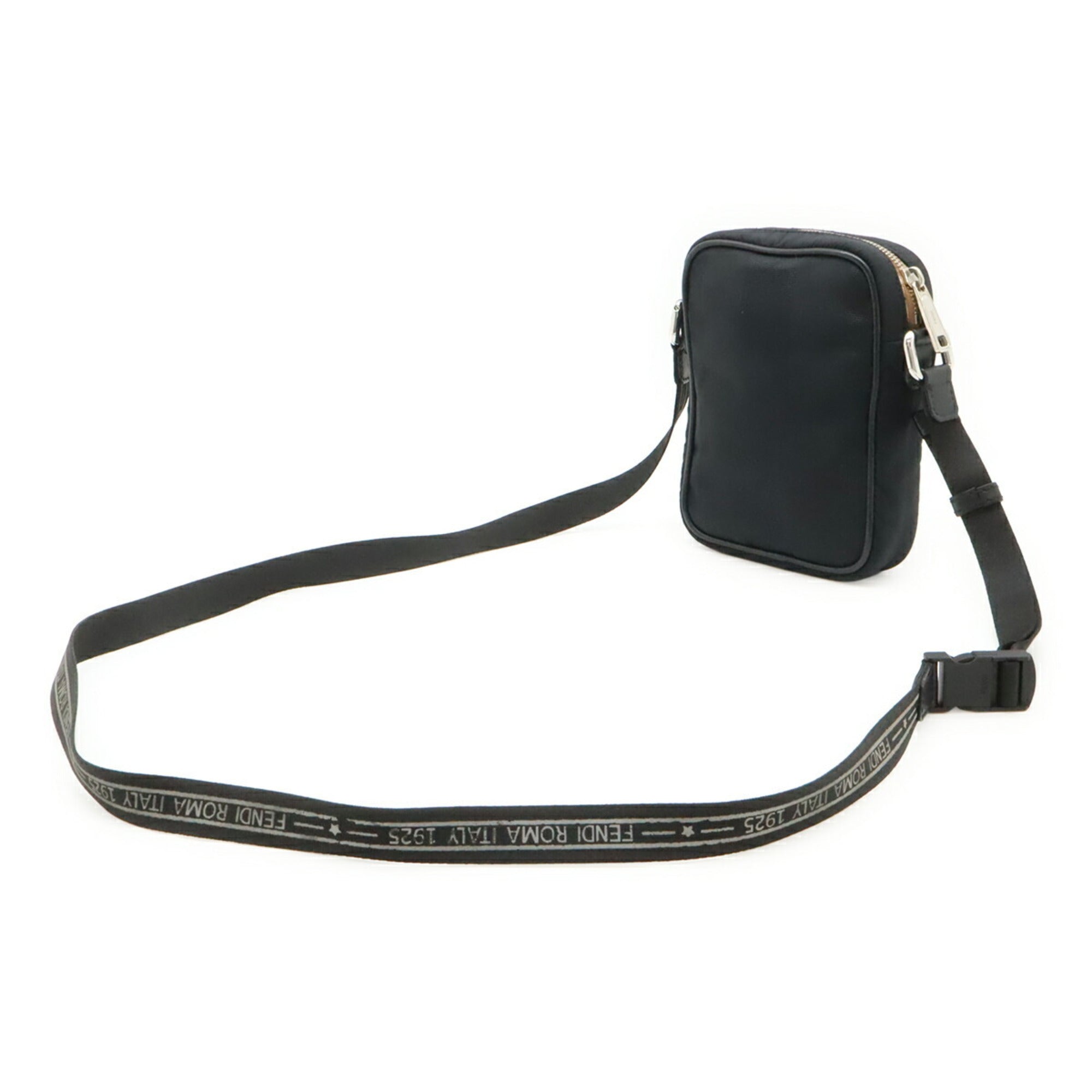 Fendi Pequin Black Nylon Leather Pochette Shoulder Bag (Pre-Owned)