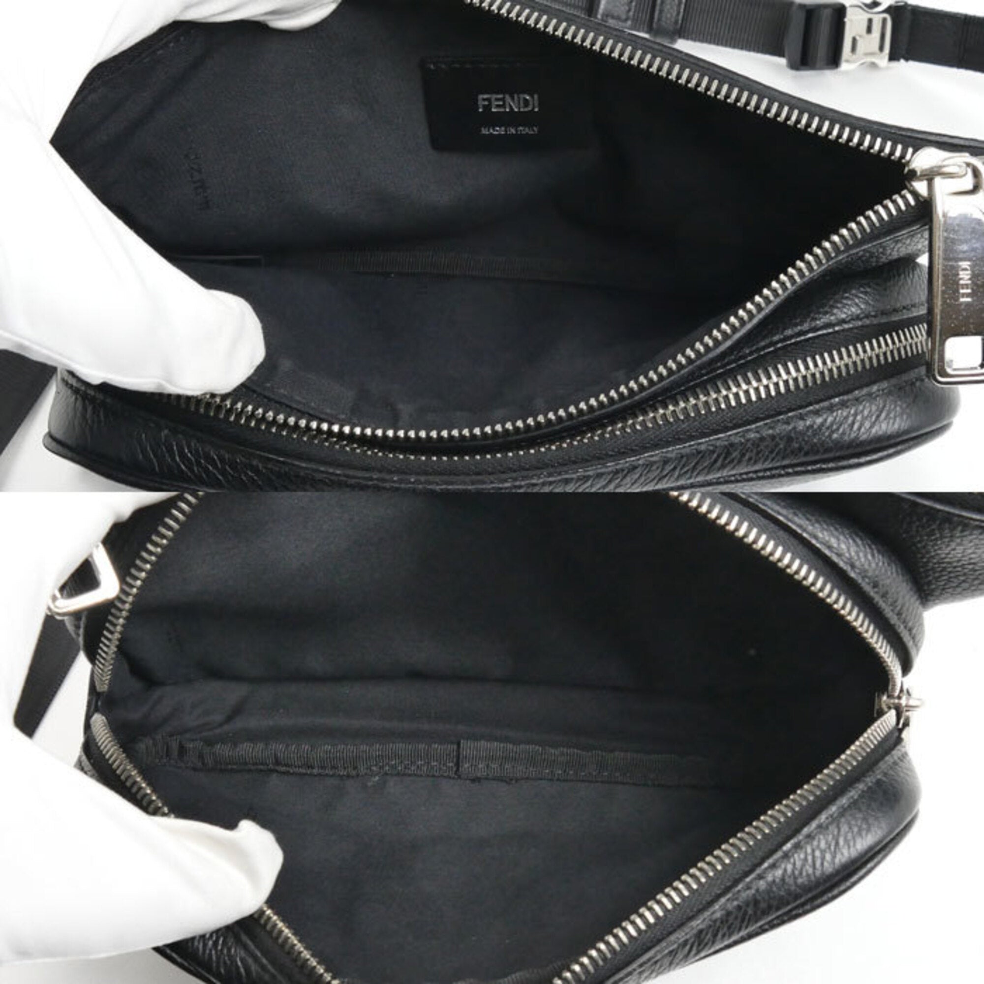 Fendi Black Leather Shoulder Bag Sling Bag (Pre-Owned)