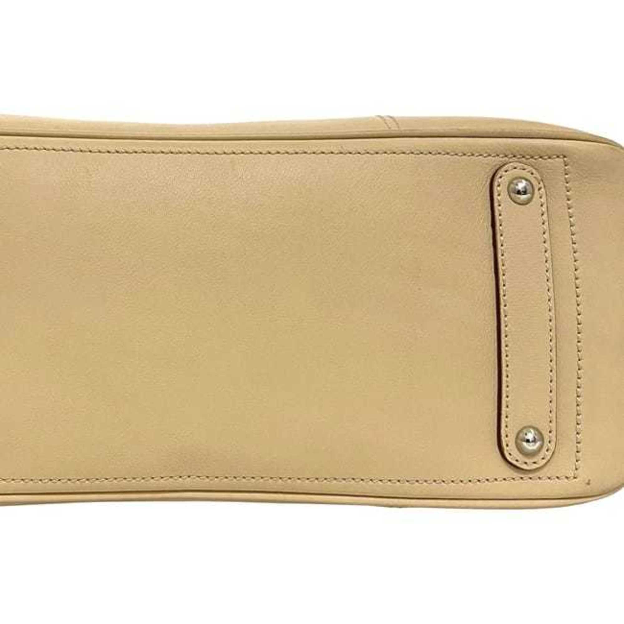 Salvatore Ferragamo Beige Leather Handbag Tote Bag (Pre-Owned)