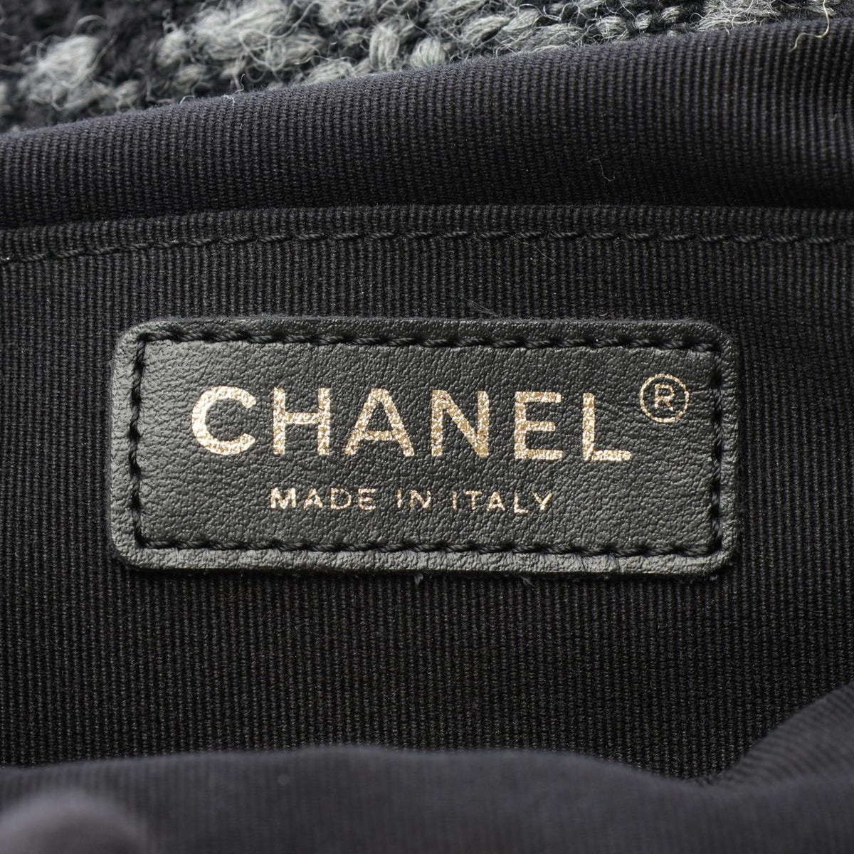 Chanel Black Gray Wool Backpack Handbag (Pre-Owned)