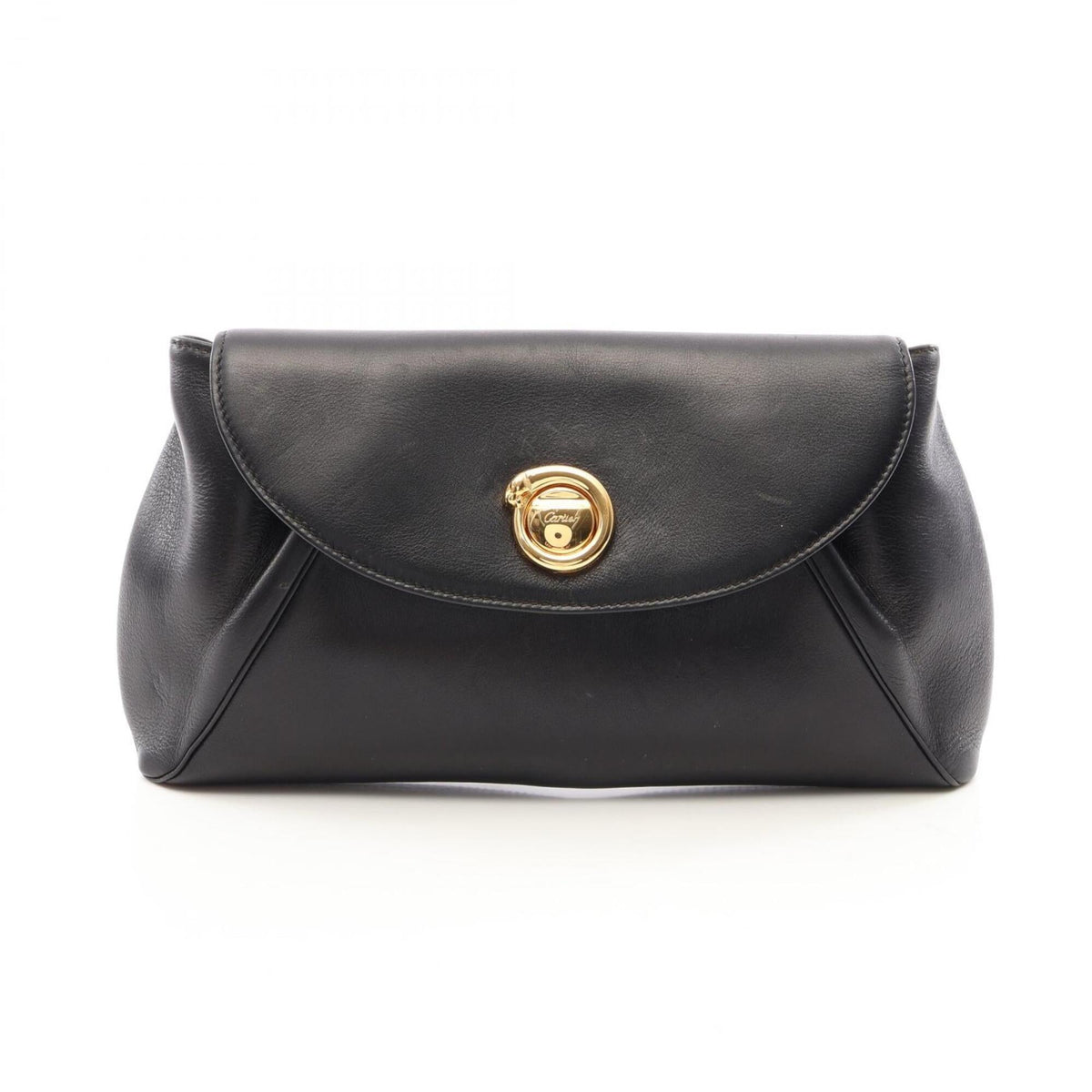 Cartier Black Leather Clutch Bag Handbag (Pre-Owned)