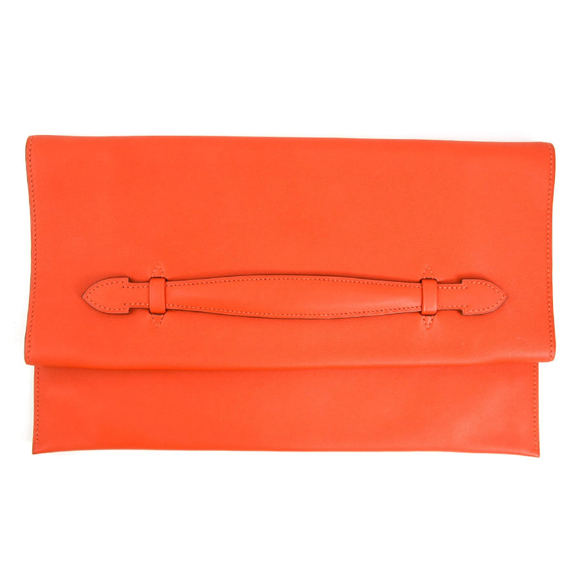 Hermes Red Orange Leather Clutch Bag (Pre-Owned)