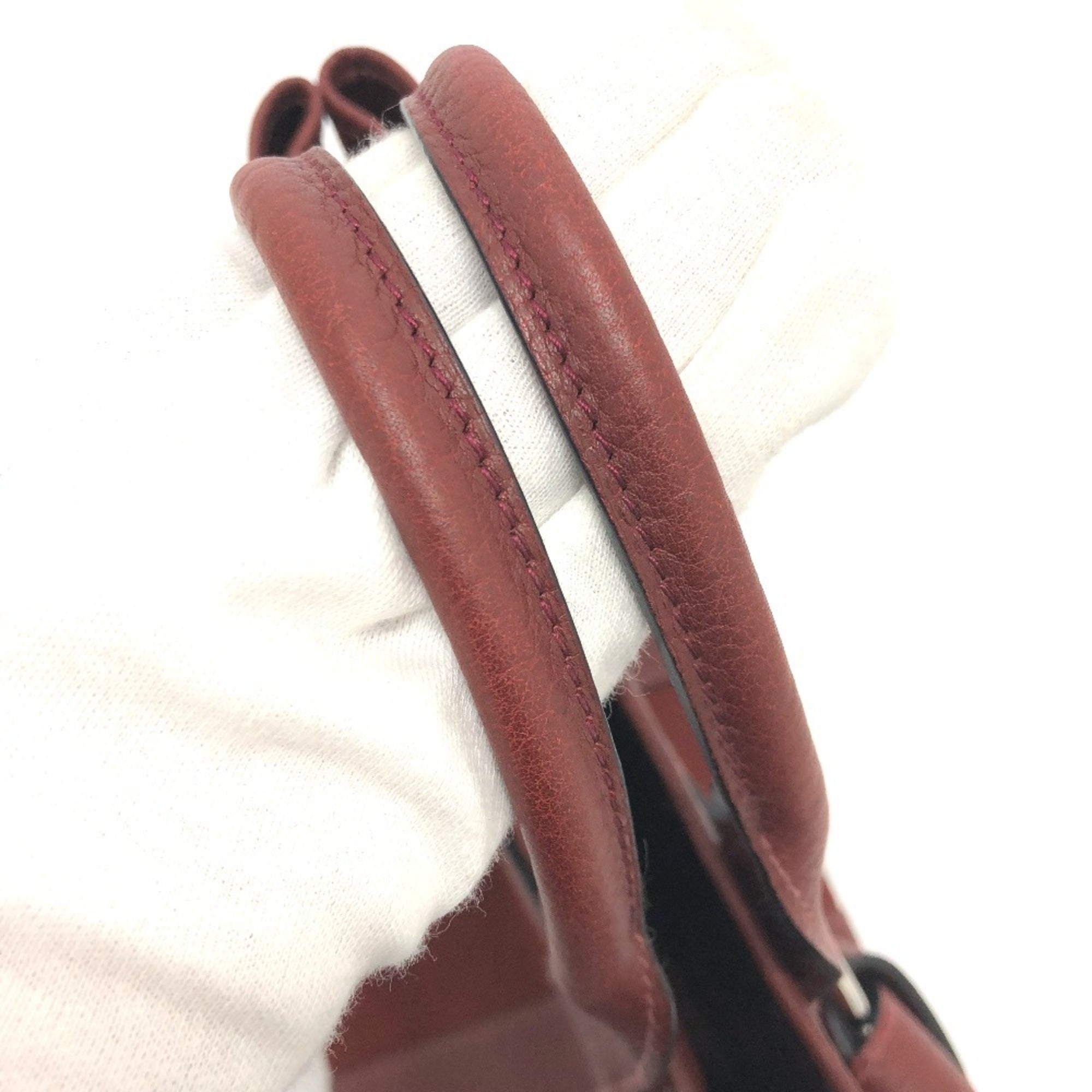 Hermes Bordeaux Canvas Leather Tote Bag (Pre-Owned)