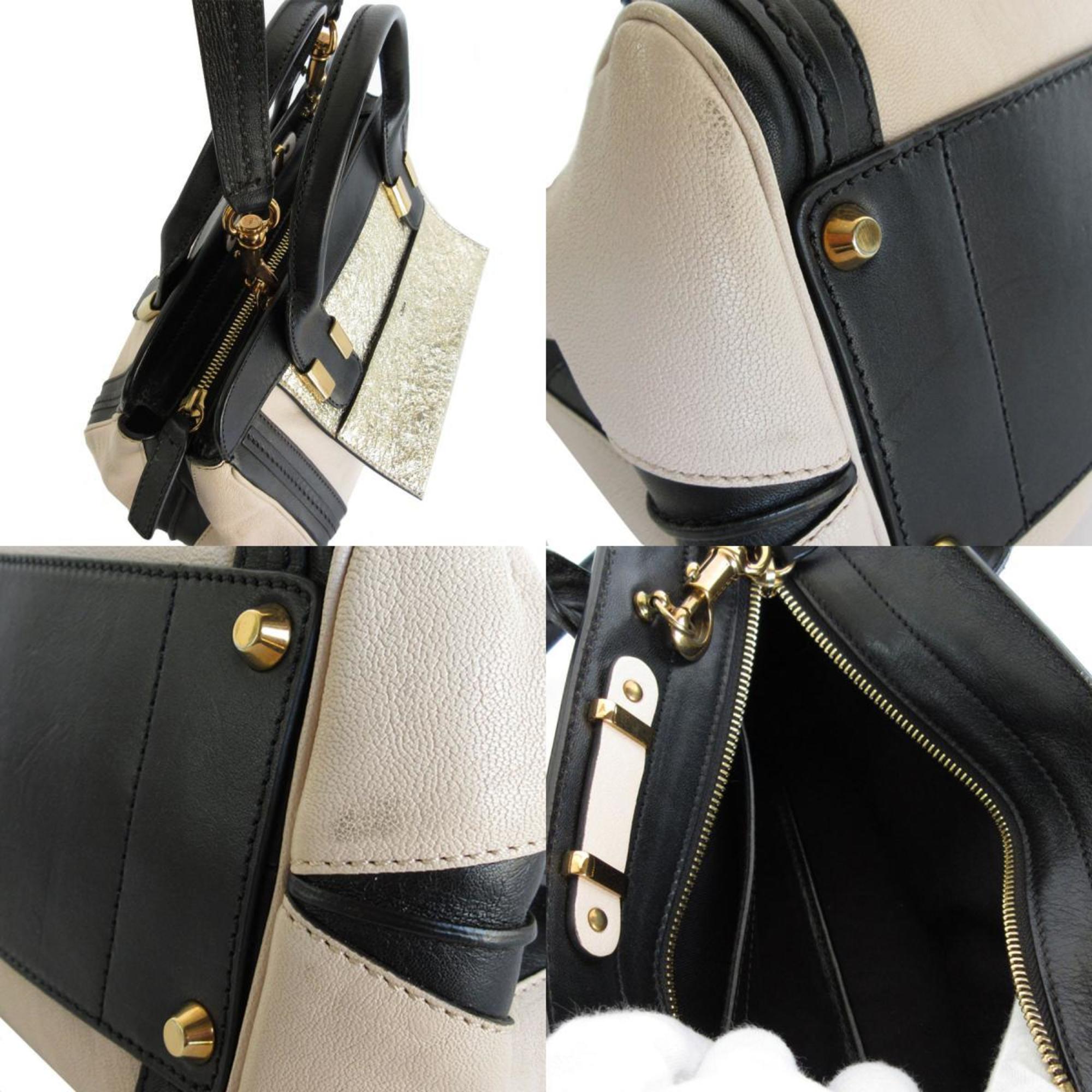 Chloé Black Gold Pink Beige Leather Handbag Shoulder Bag (Pre-Owned)