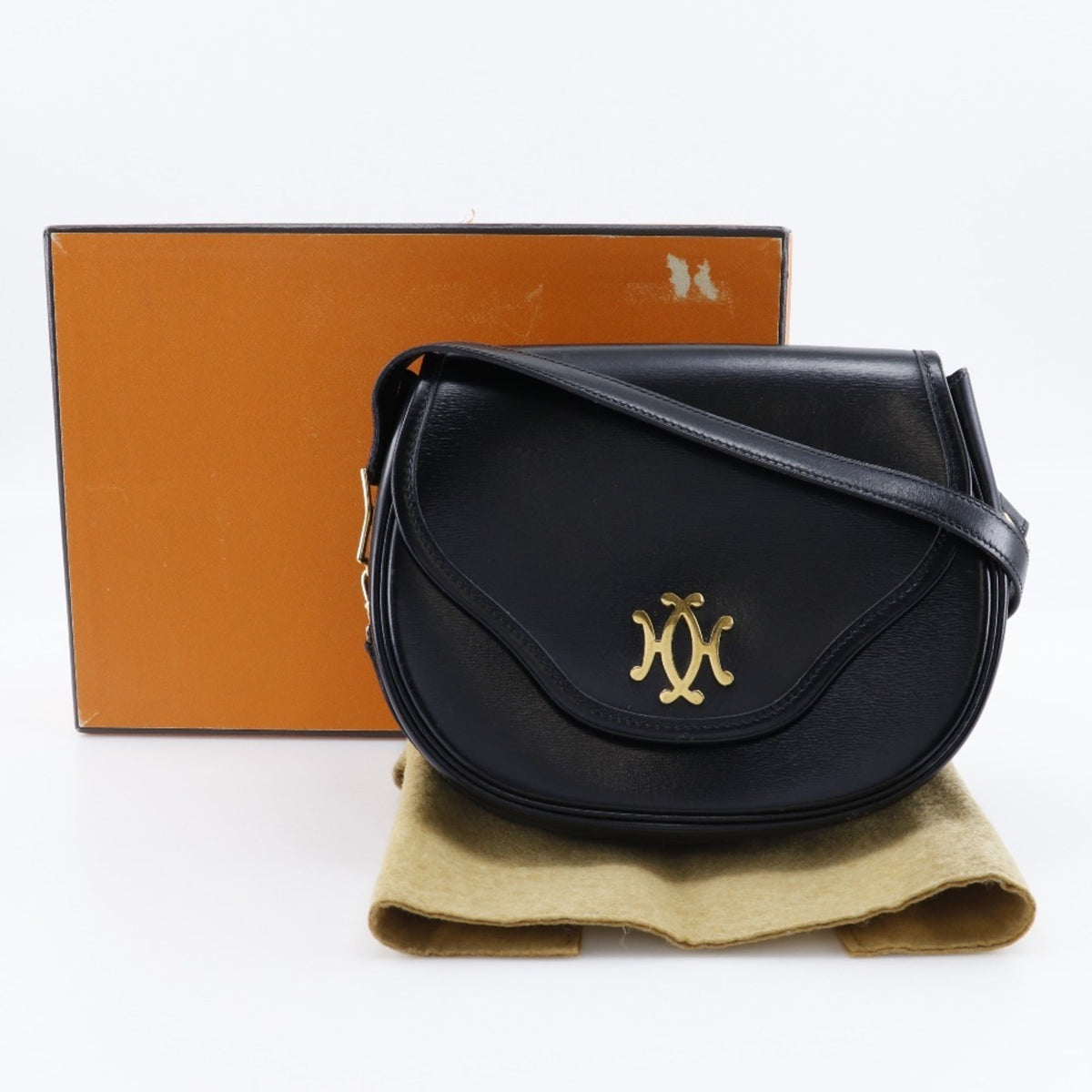 Hermes Black Leather Shoulder Bag (Pre-Owned)