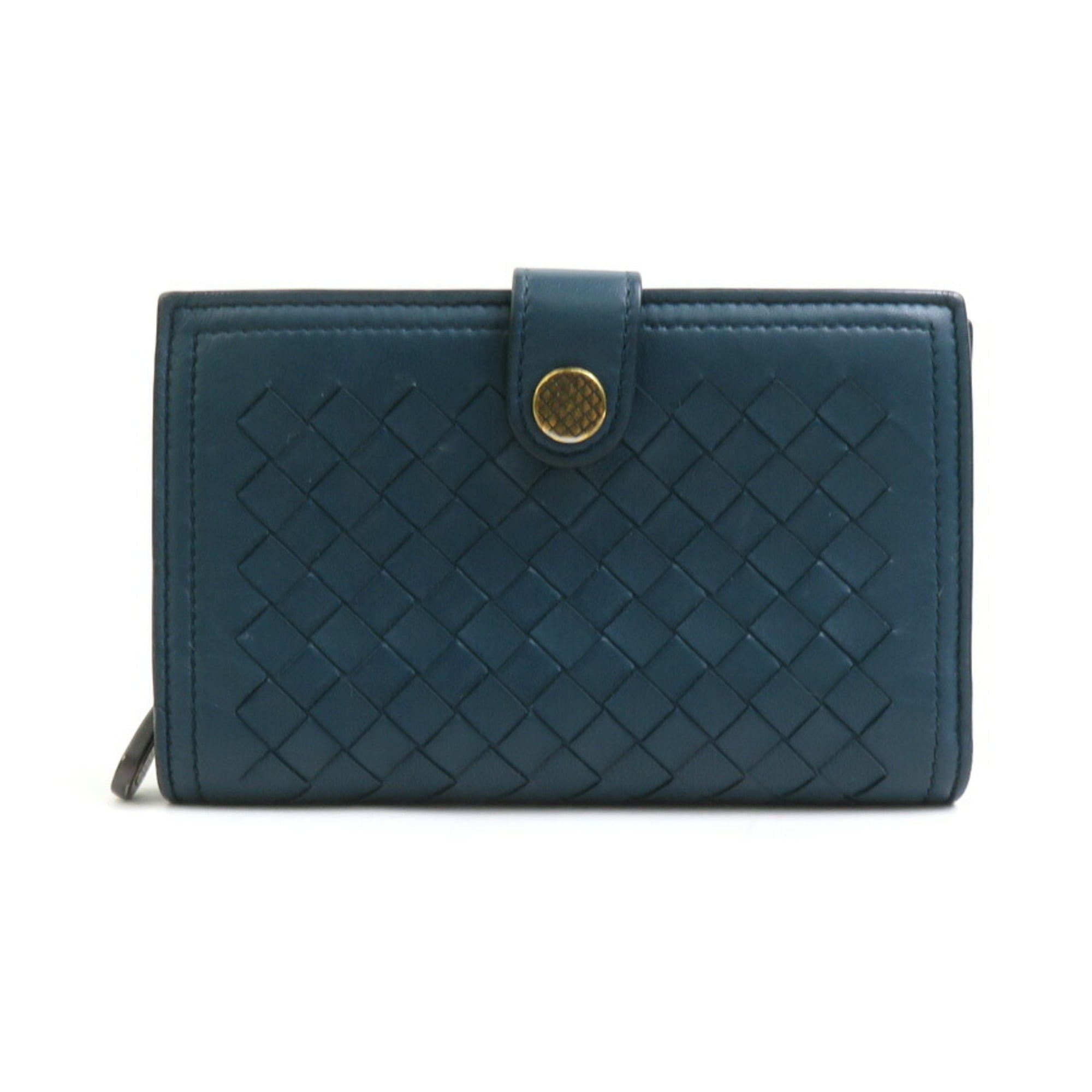 Bottega Veneta Blue Green Intrecciato Wallet (Bi-Fold) (Pre-Owned)
