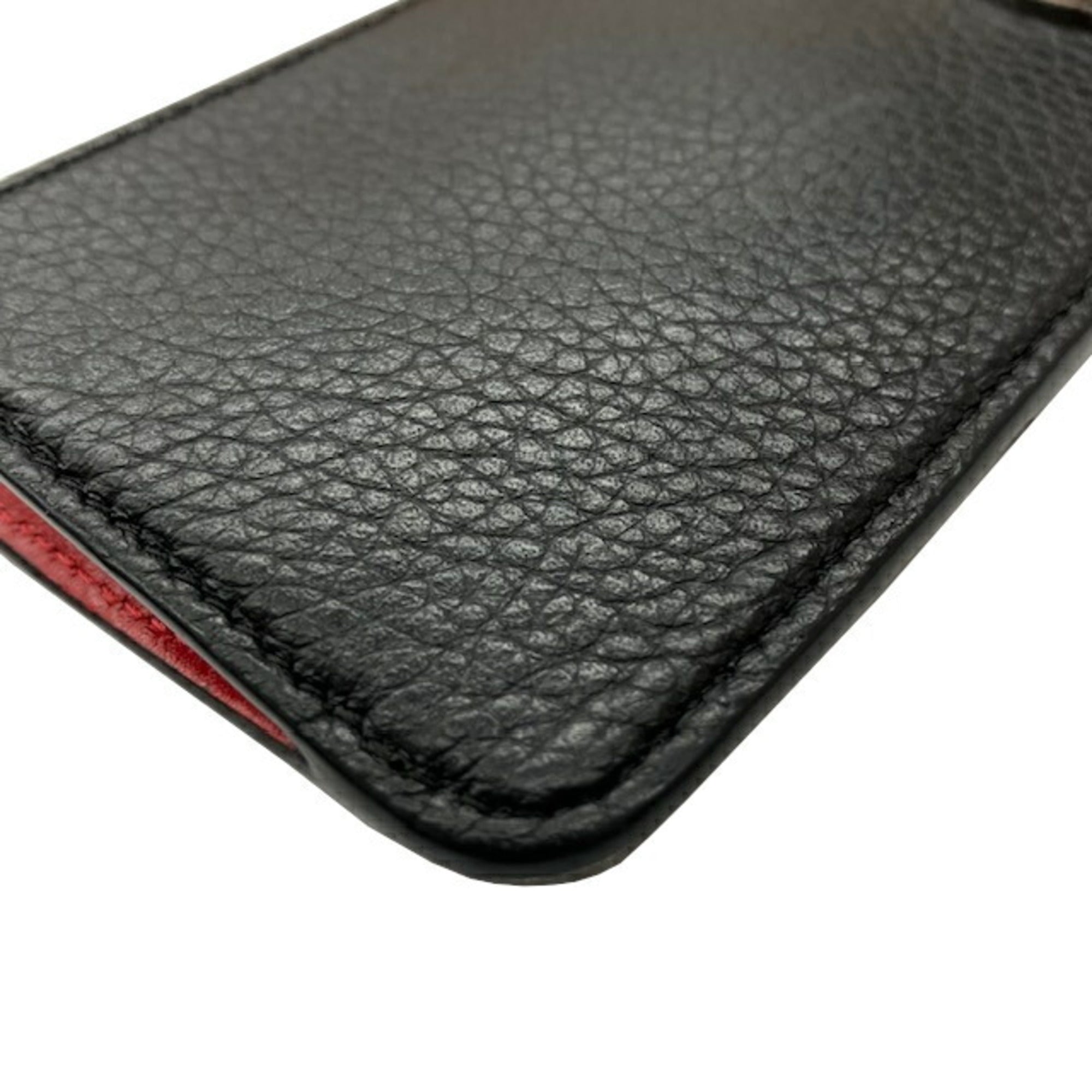 Christian Louboutin Black Red Color Leather Coin Purse/Coin Case (Pre-Owned)