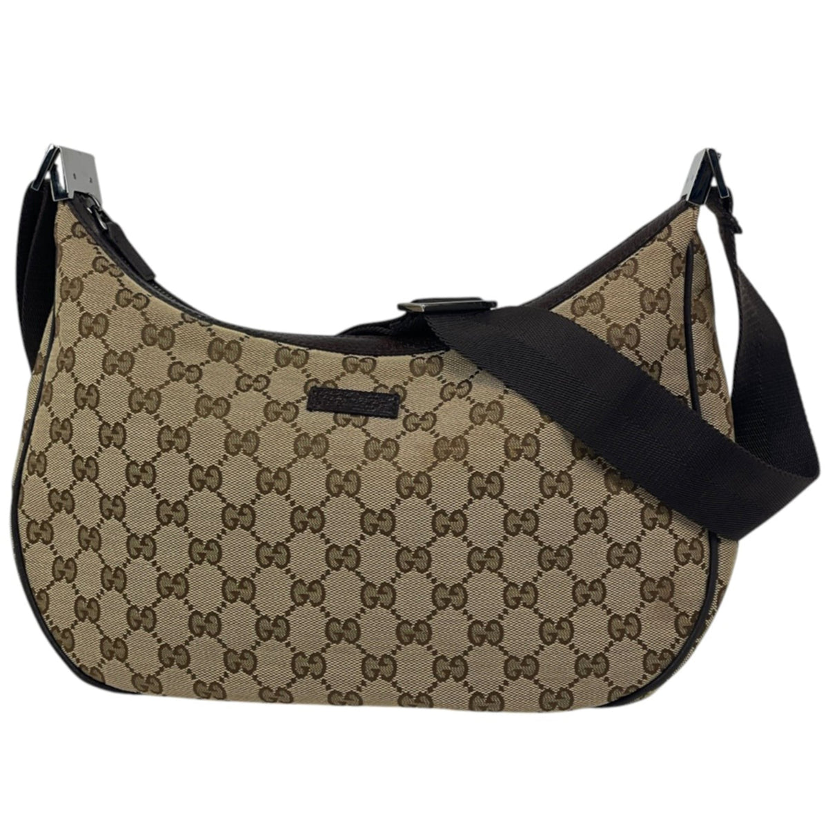 Gucci Beige Brown Gg Canvas Leather Shoulder Bag (Pre-Owned)