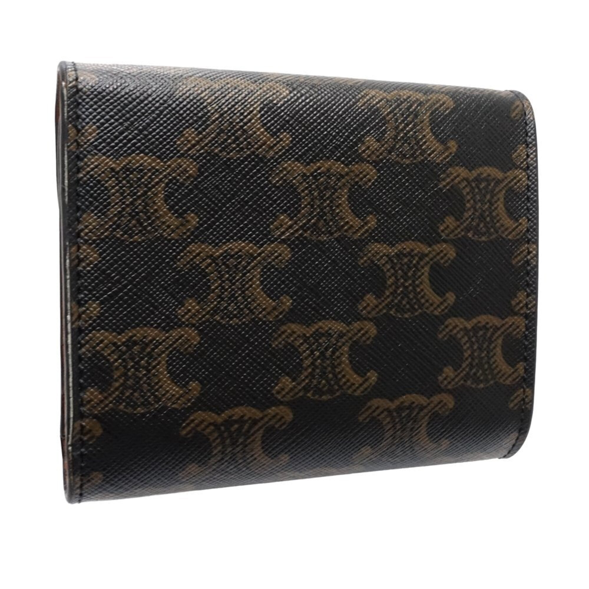 Celine Brown Canvas Leather Wallet (Tri-Fold) (Pre-Owned)