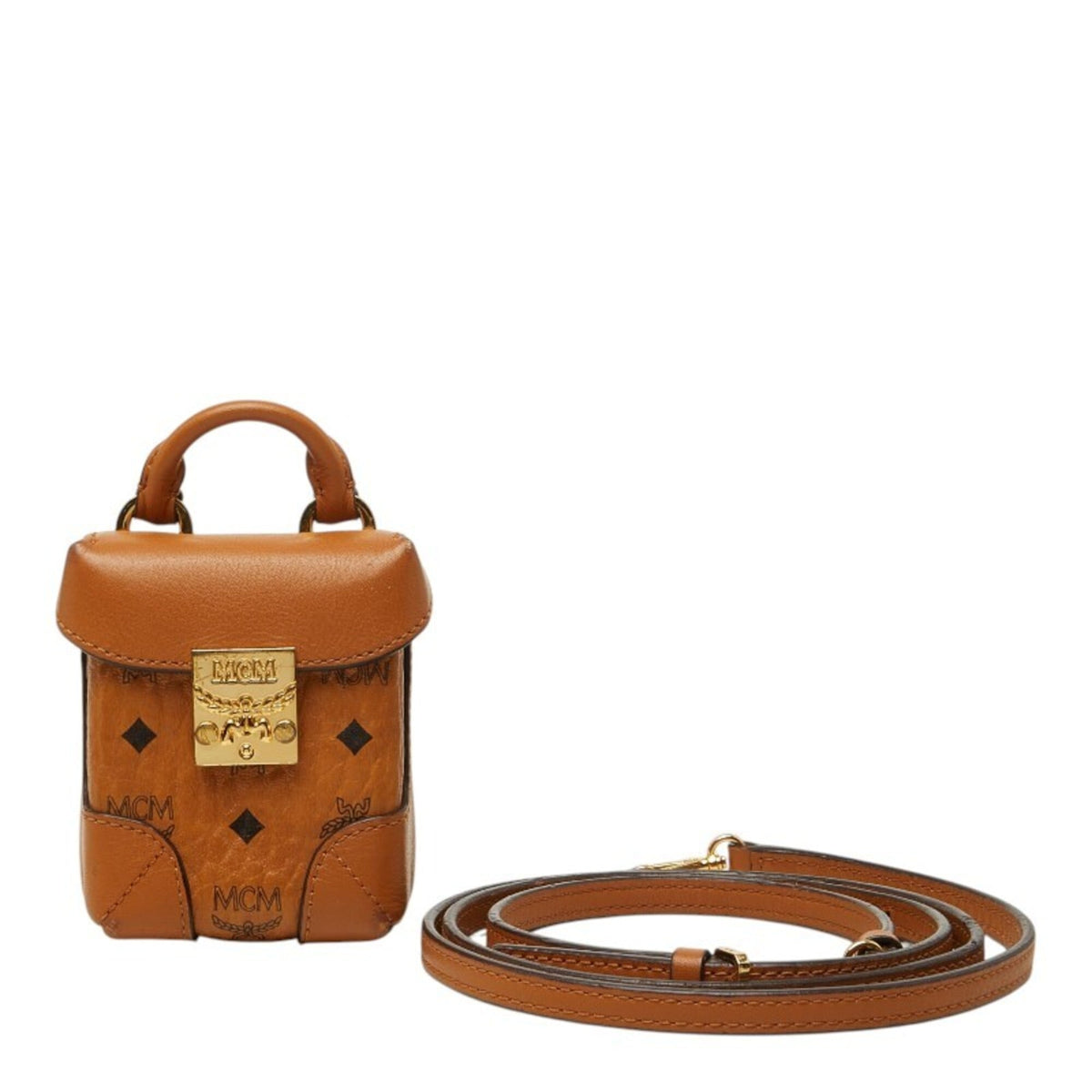 Mcm Visetos Brown Pvc Leather Shoulder Bag (Pre-Owned)