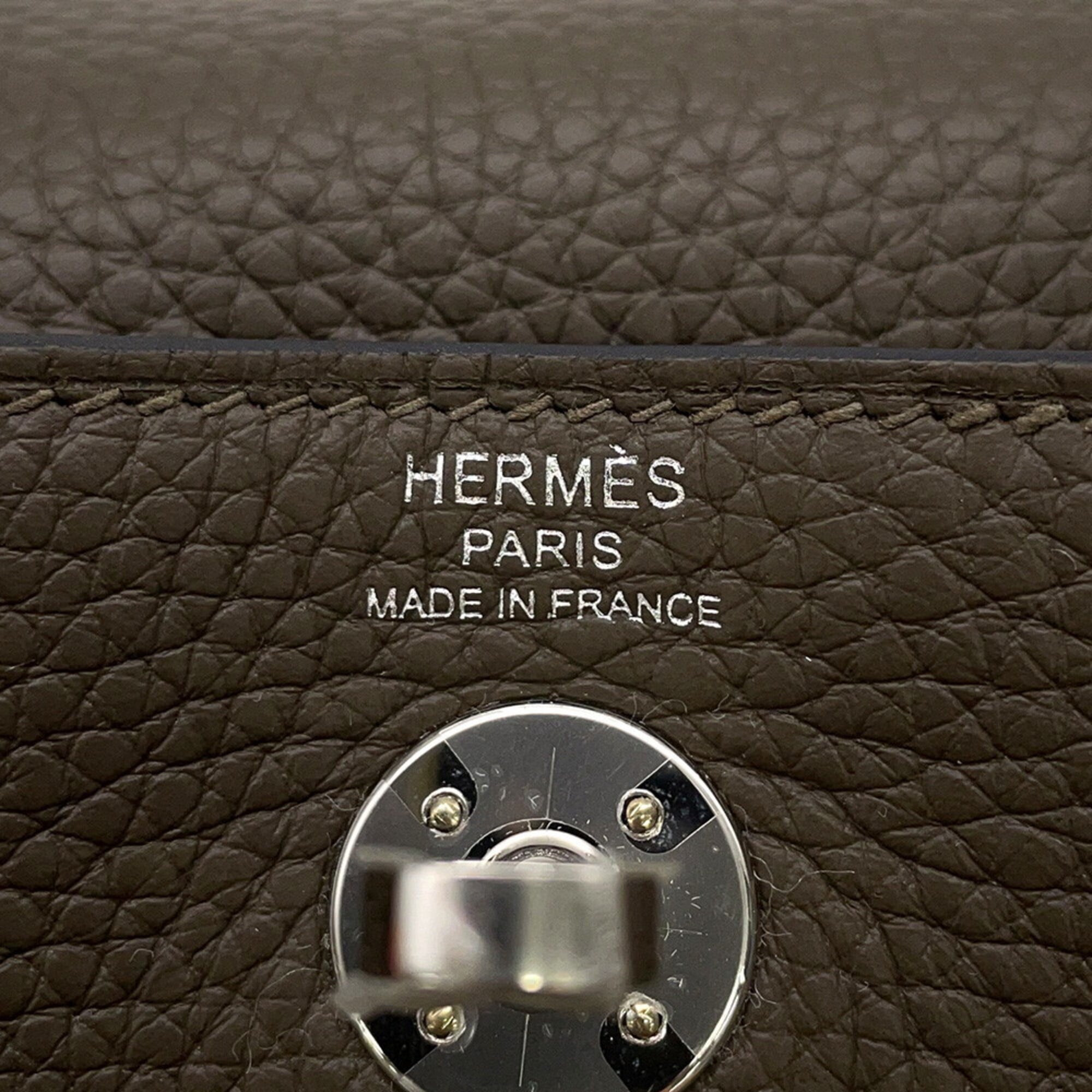 Hermes Brown Taurillon Clemence Leather Handbag