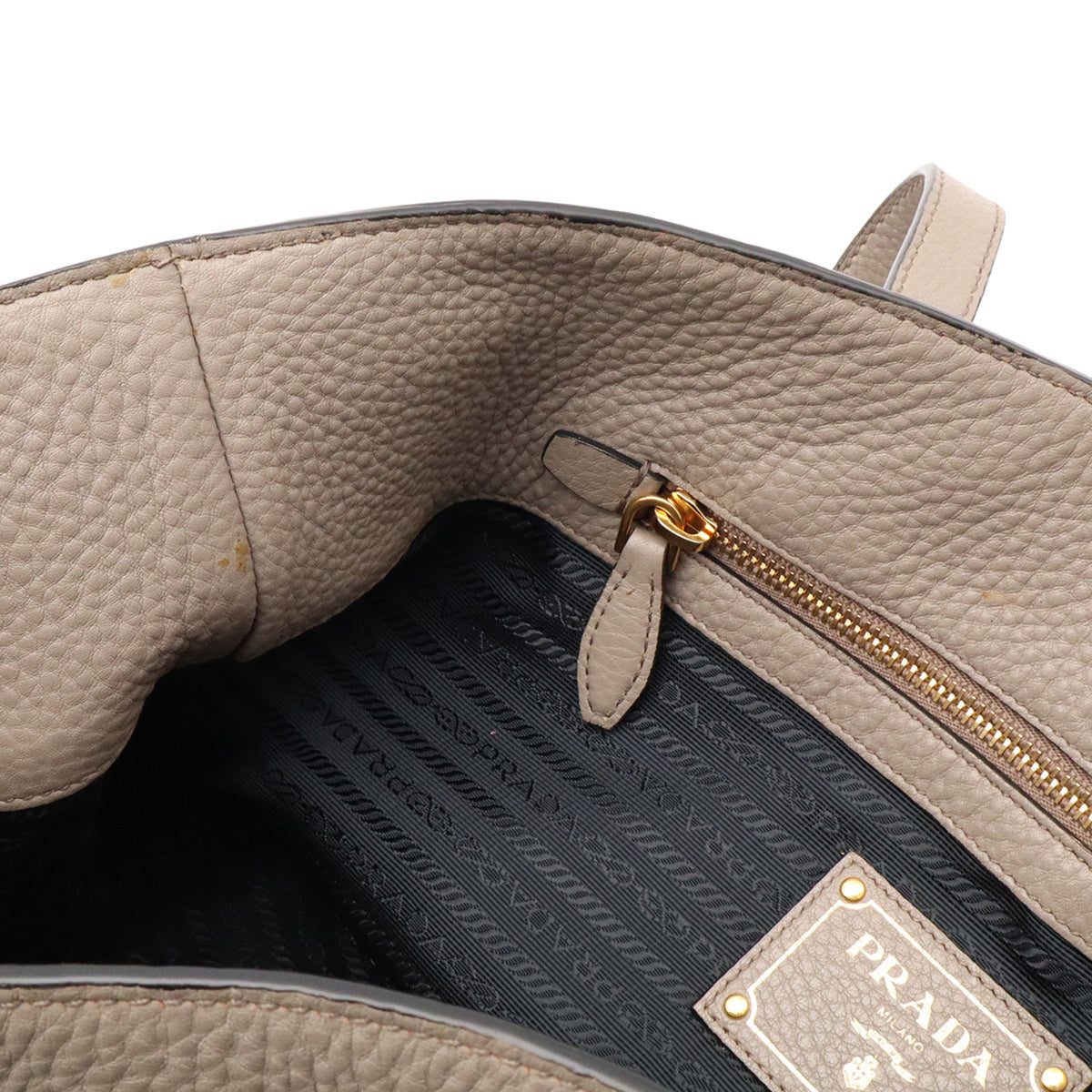Prada Grayish Leather Shoulder Bag Tote Bag (Pre-Owned)