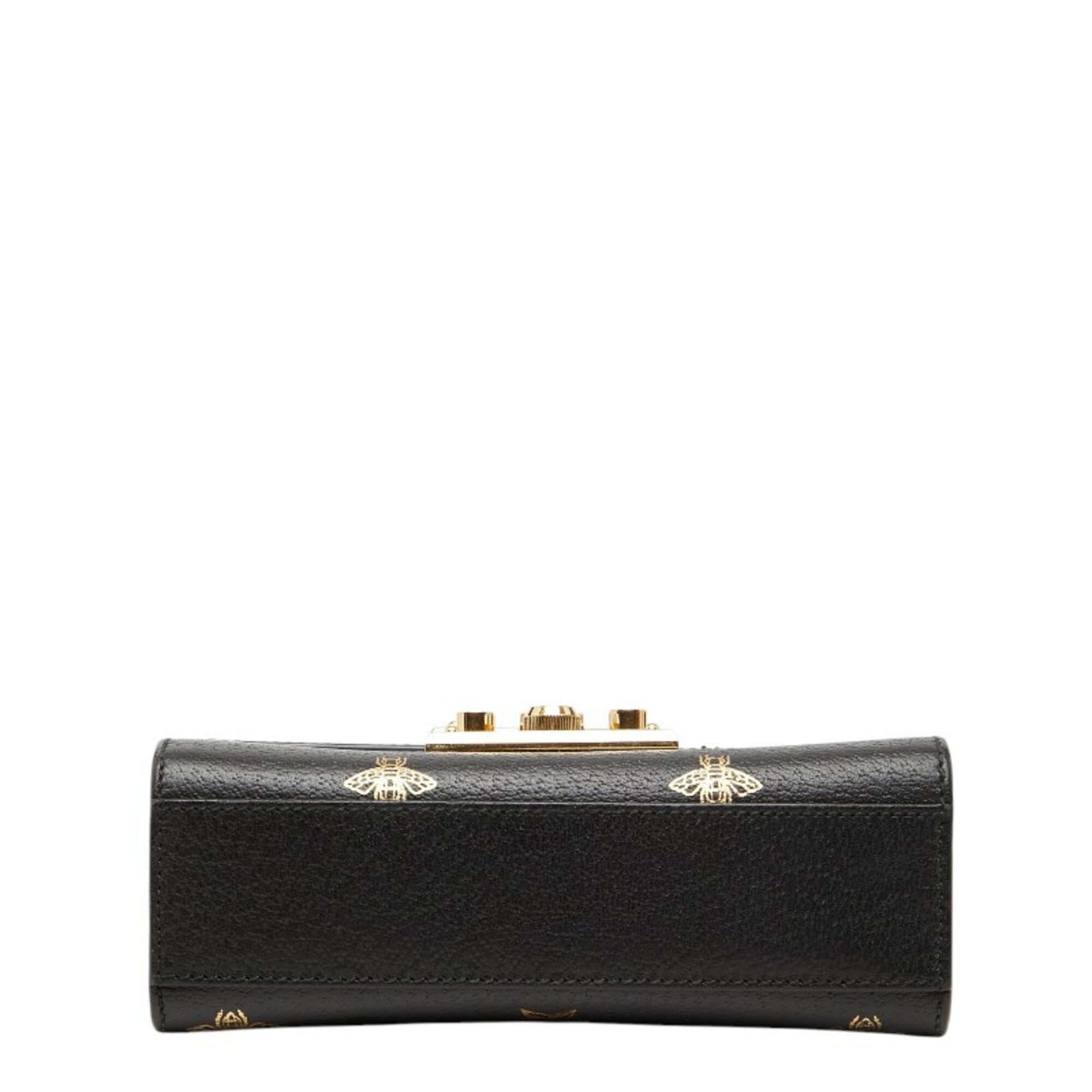Gucci Black Gold Leather Shoulder Bag (Pre-Owned)