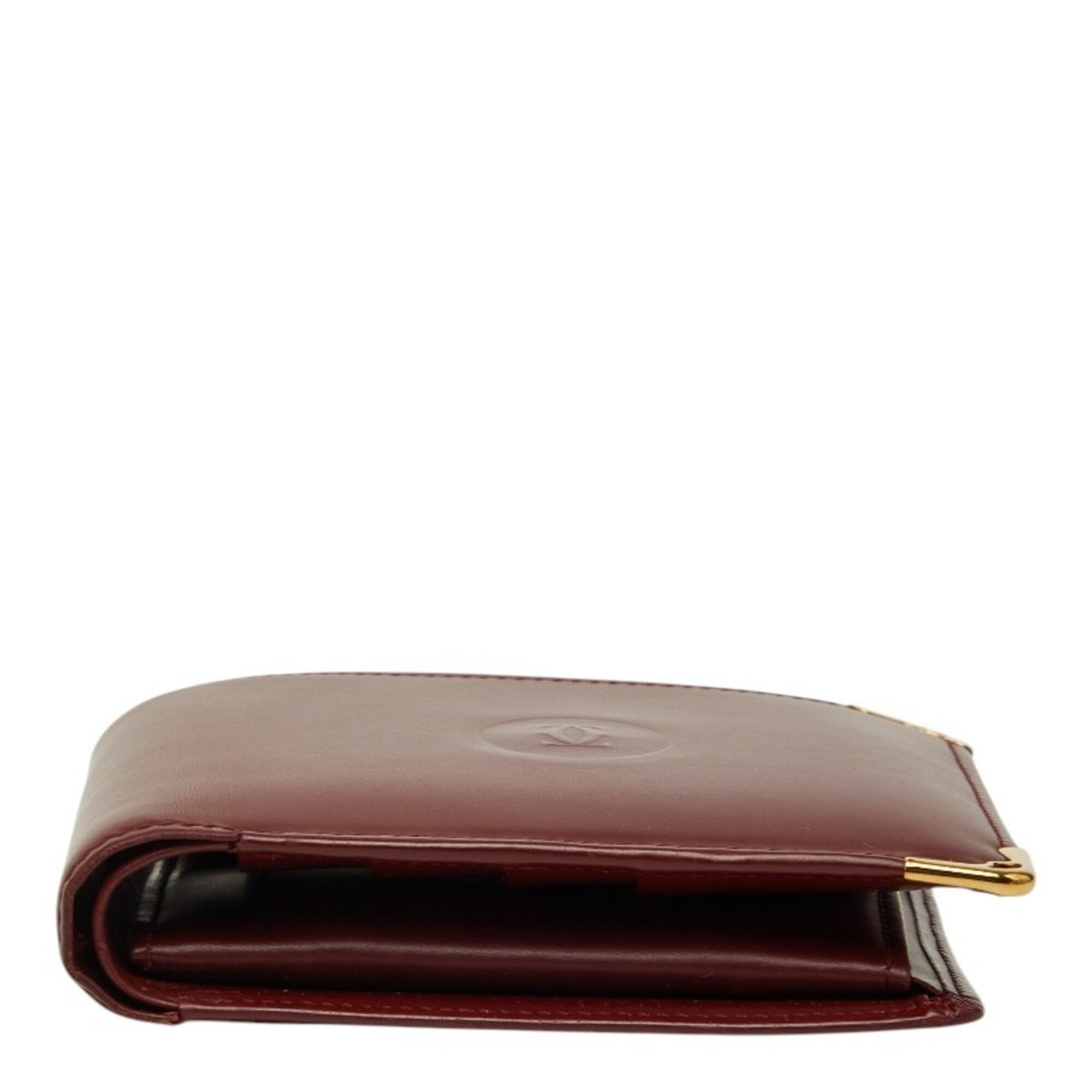 Cartier Must Bordeaux Wine Red Leather Wallet (Bi-Fold) (Pre-Owned)