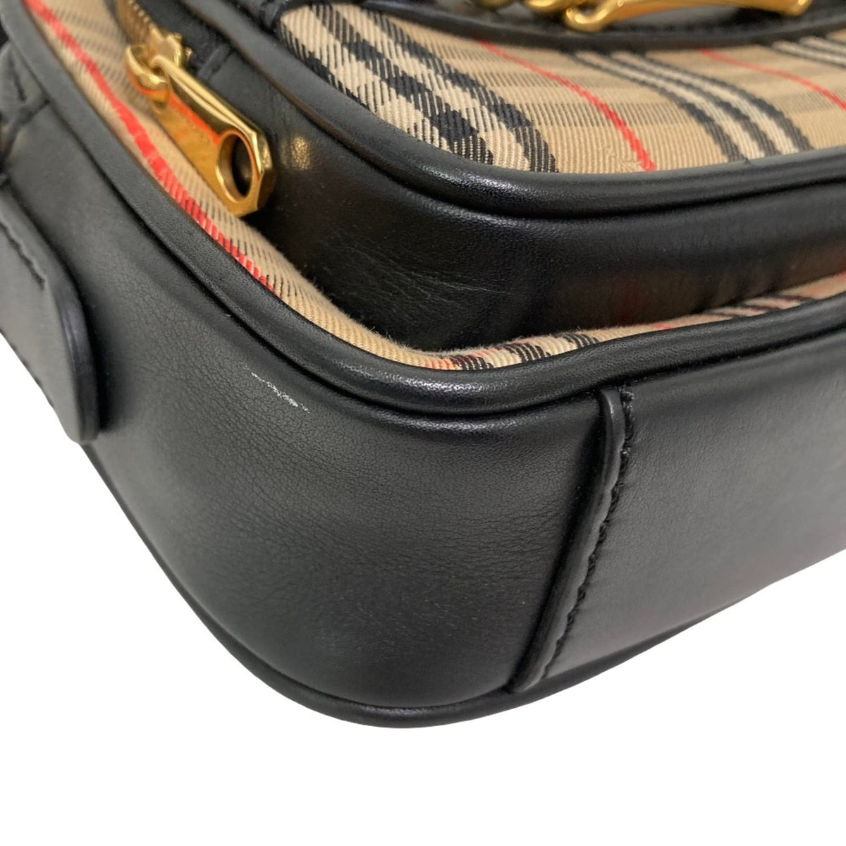 Burberry Beige Black Shoulder Bag (Pre-Owned)