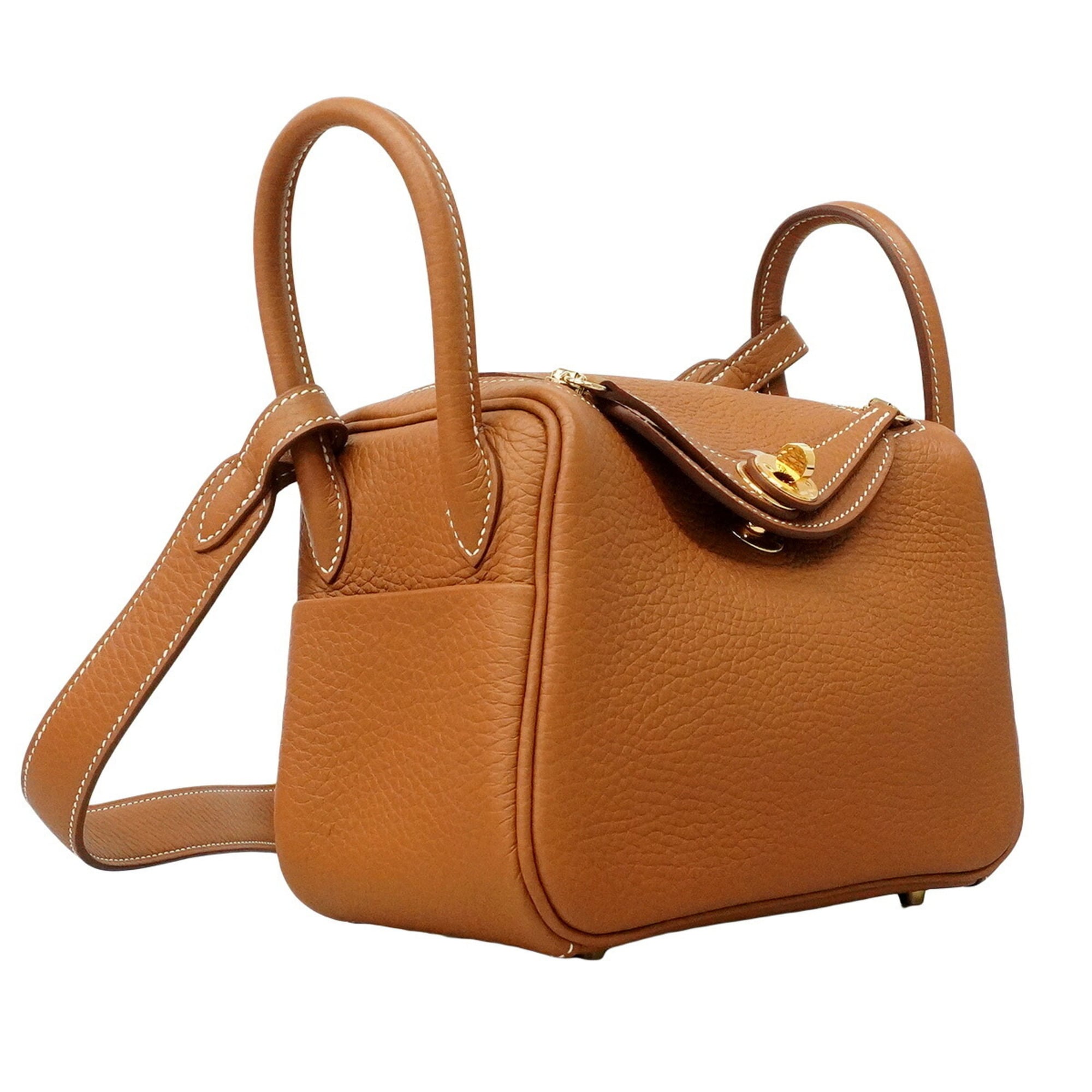 Hermes Gold Taurillon Clemence Leather Handbag (Pre-Owned)