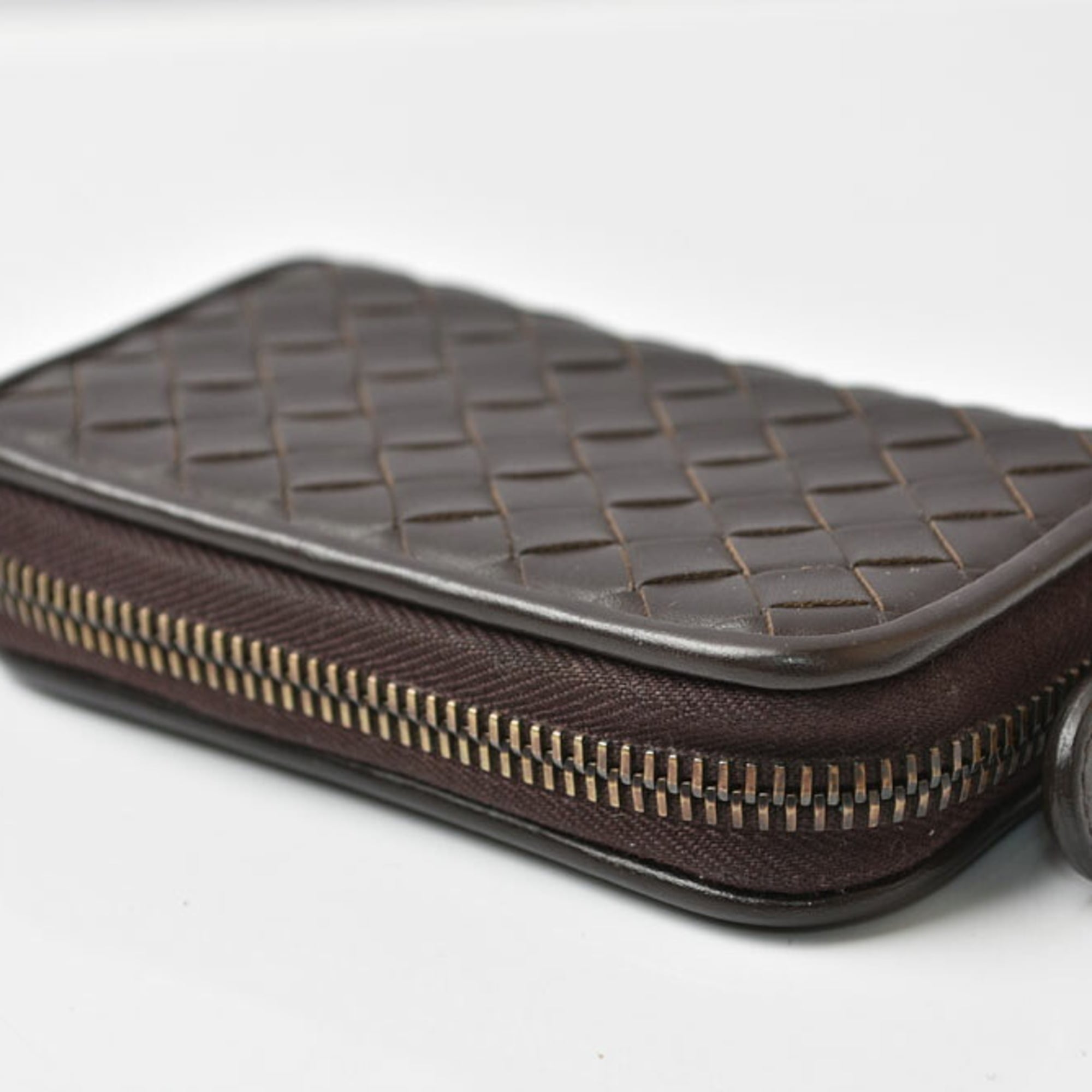 Bottega Veneta Dark Brown Intrecciato Coin Purse/Coin Case (Pre-Owned)