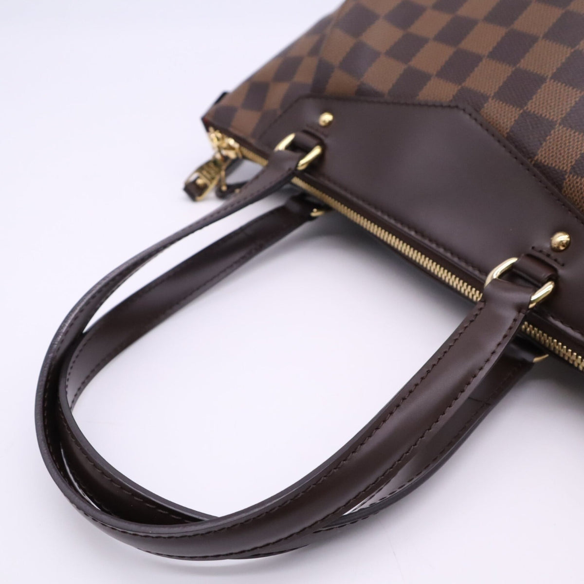 Louis Vuitton Damier Beige Brown Coated Canvas Leather Handbag (Pre-Owned)