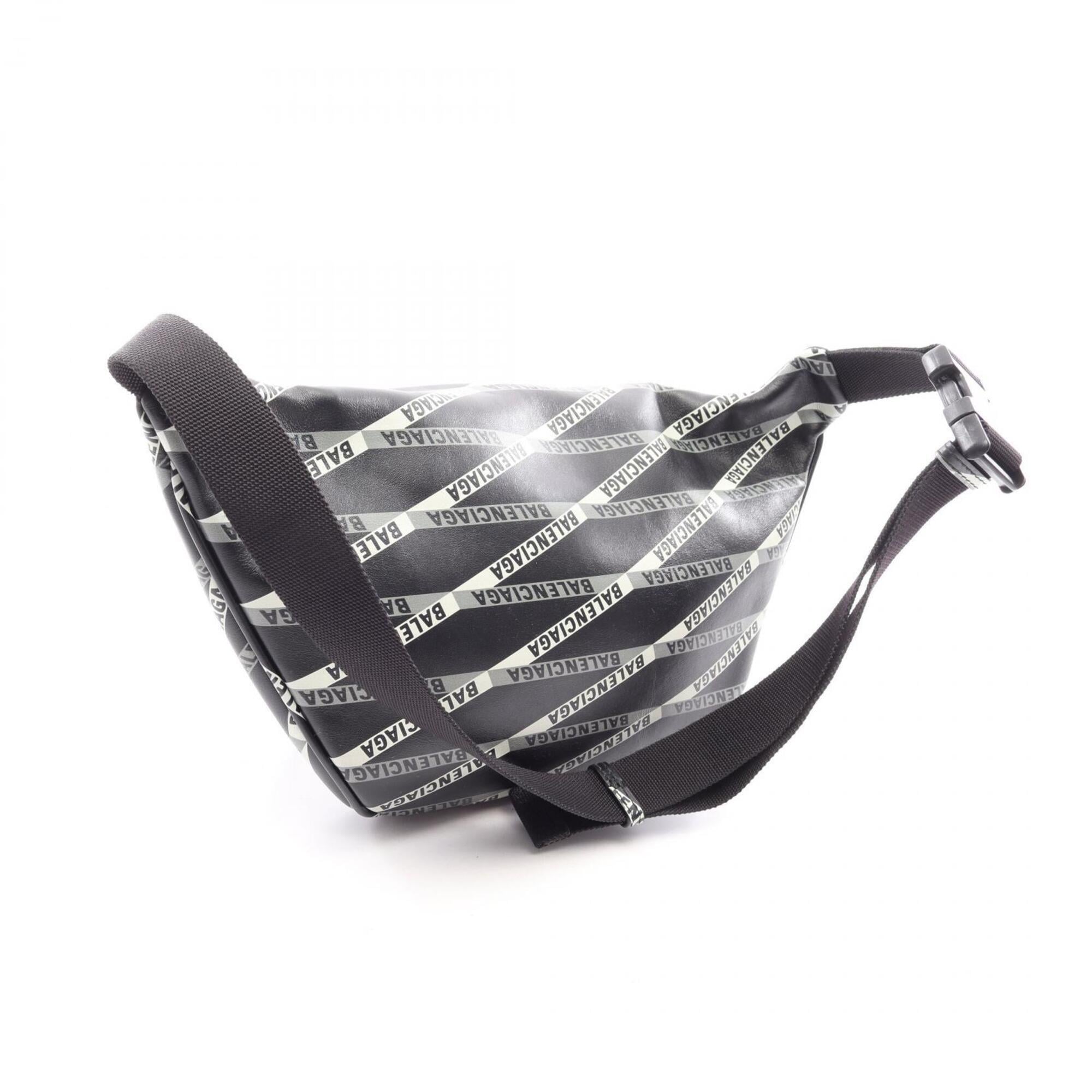 Balenciaga Black Gray White Leather Fanny Pack (Pre-Owned)