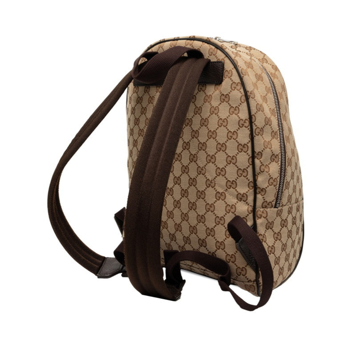 Gucci Beige Brown Canvas Leather Backpack (Pre-Owned)