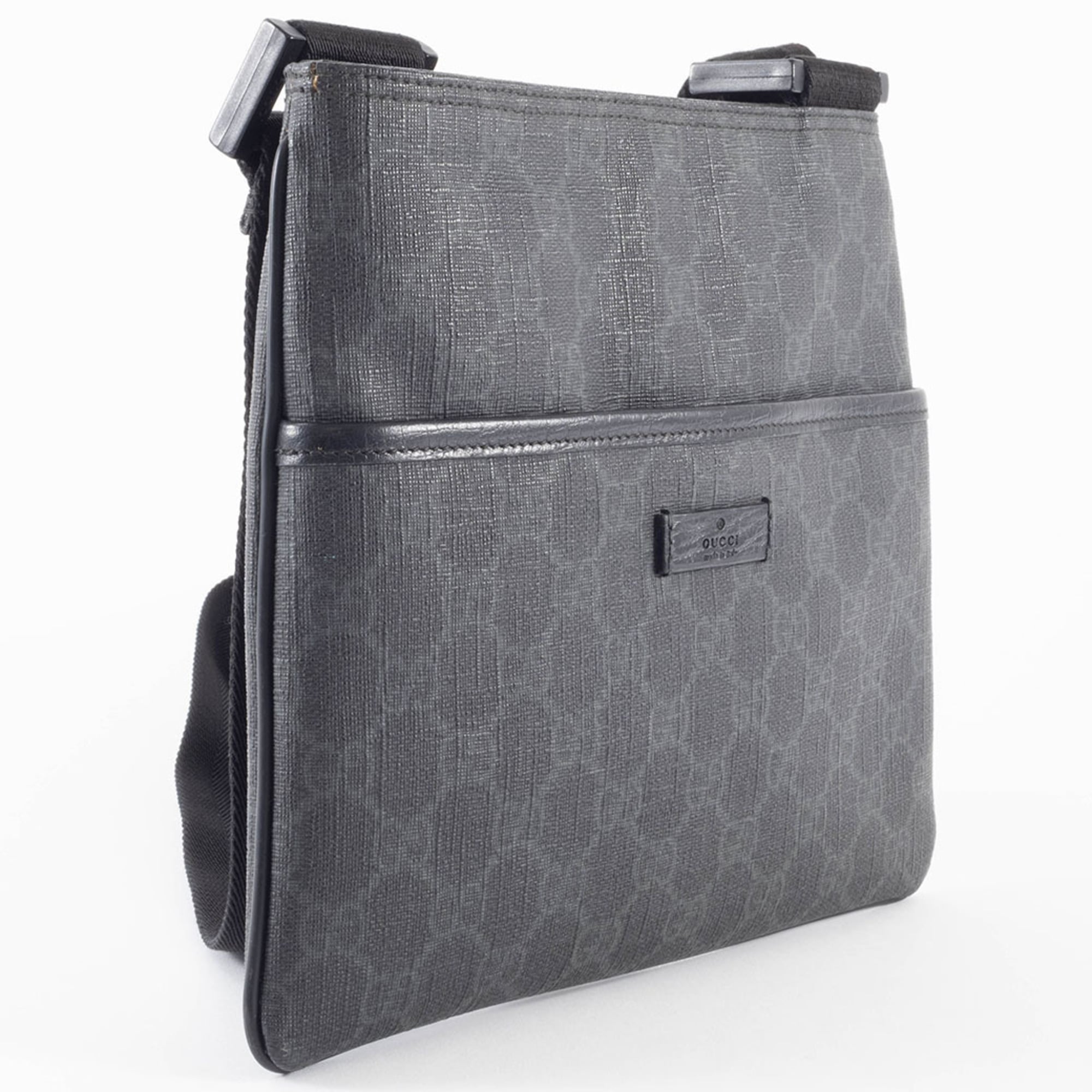 Gucci Gray Gg Supreme Leather Shoulder Bag (Pre-Owned)
