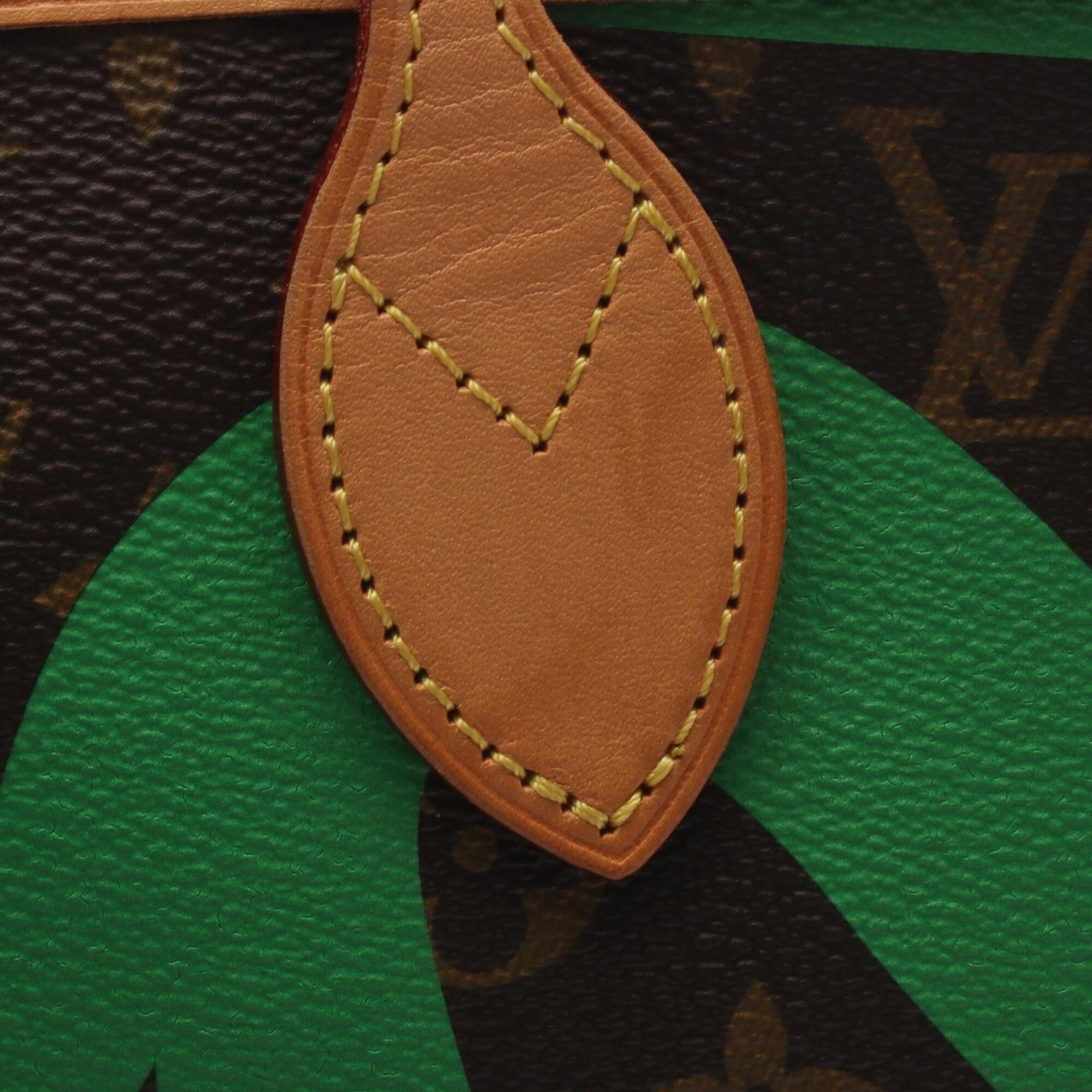Louis Vuitton Brown Green Monogram Coated Canvas Leather Handbag Tote Bag (Pre-Owned)