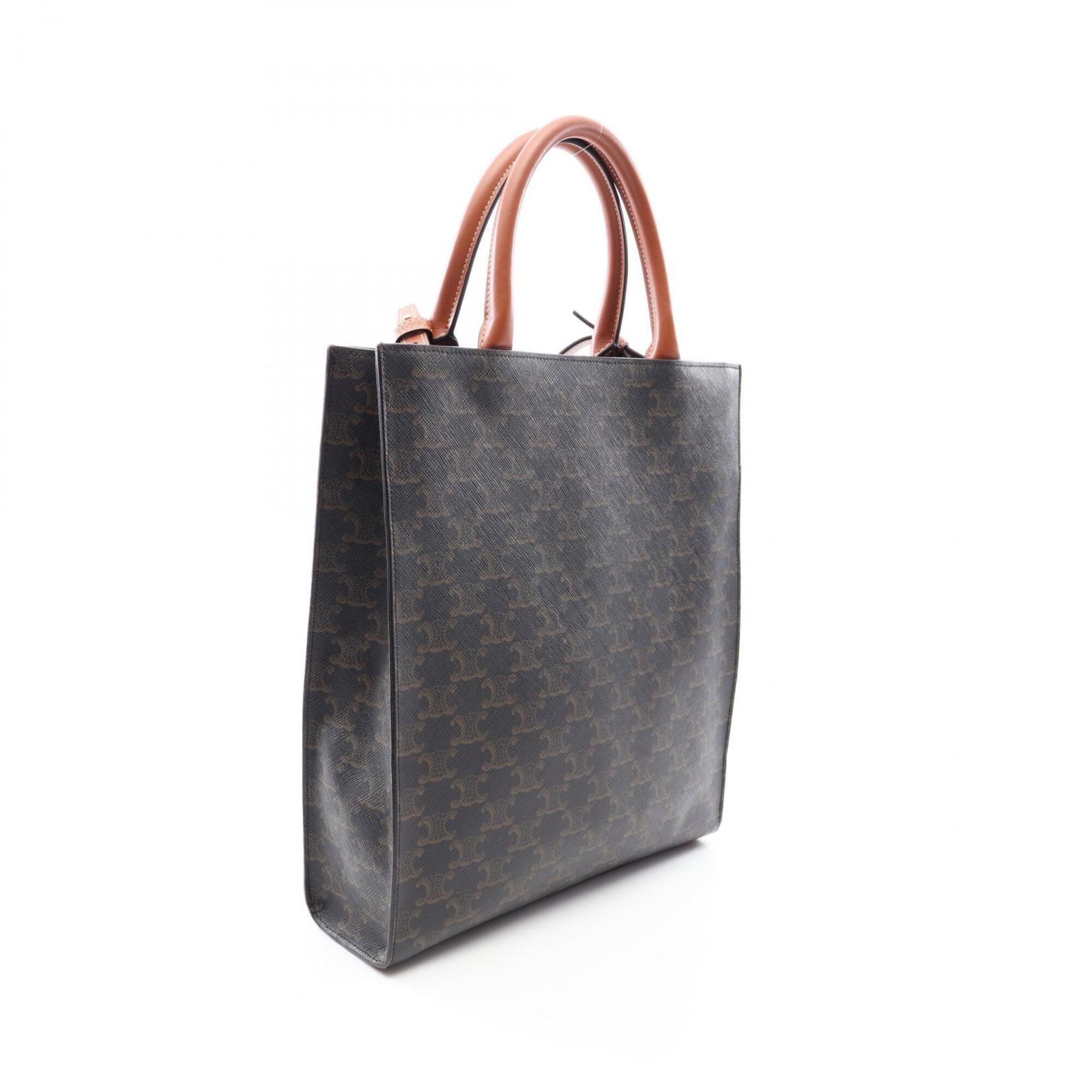 Celine Black Brown Coated Canvas Leather Handbag Tote Bag (Pre-Owned)