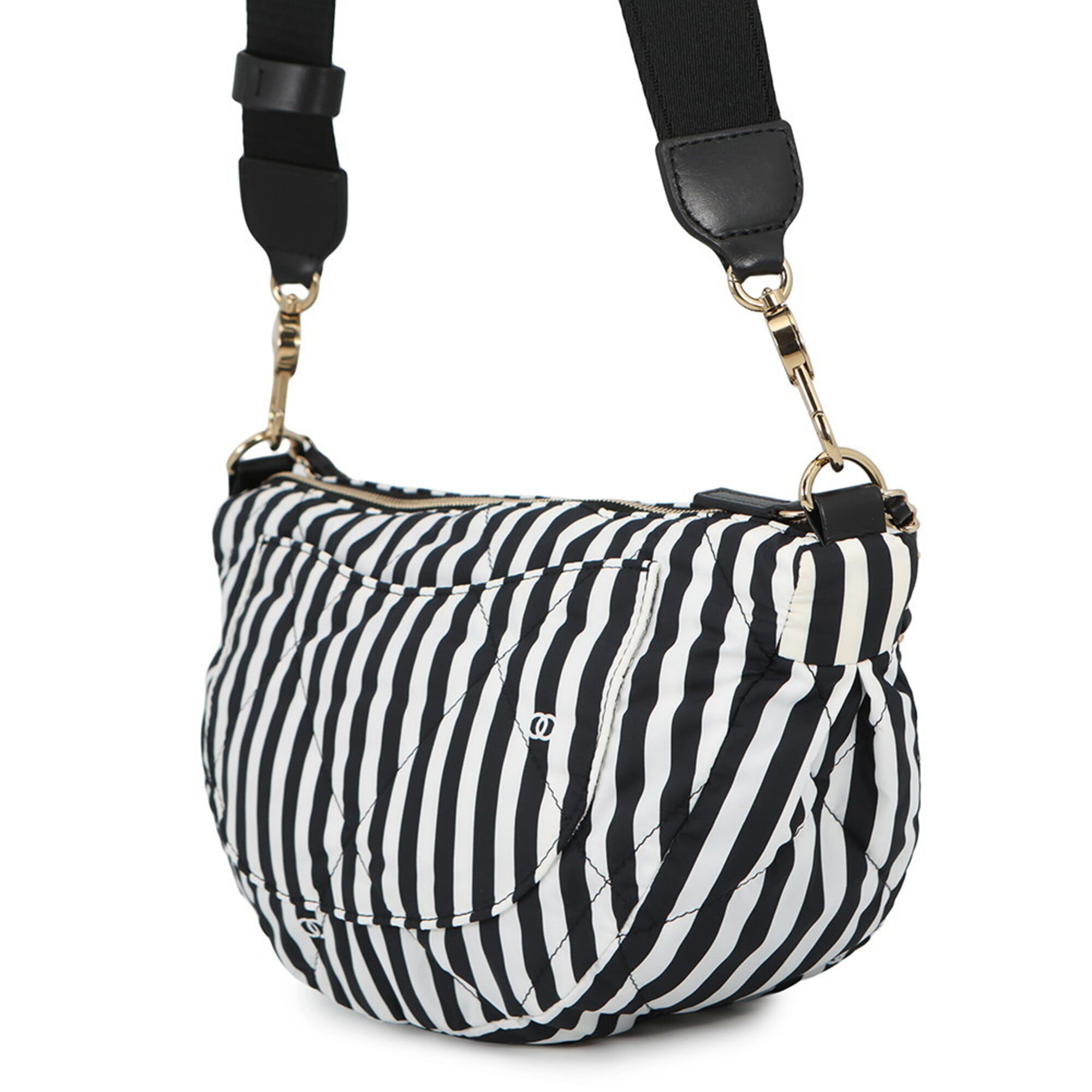 Chanel Black White Nylon Handbag Shoulder Bag (Pre-Owned)