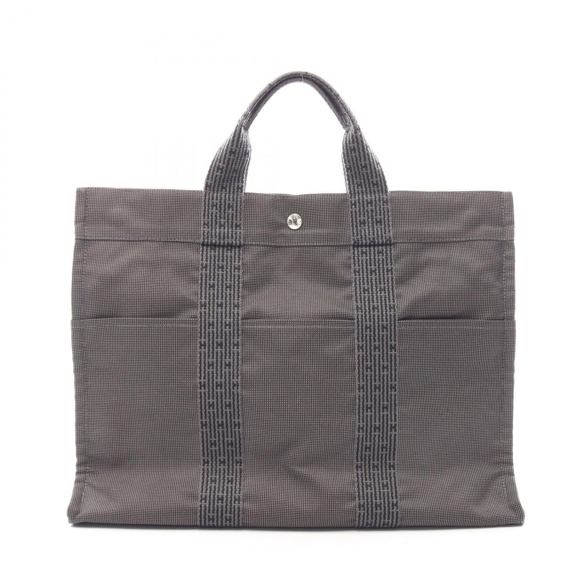 Hermes Gray Canvas Handbag Tote Bag (Pre-Owned)