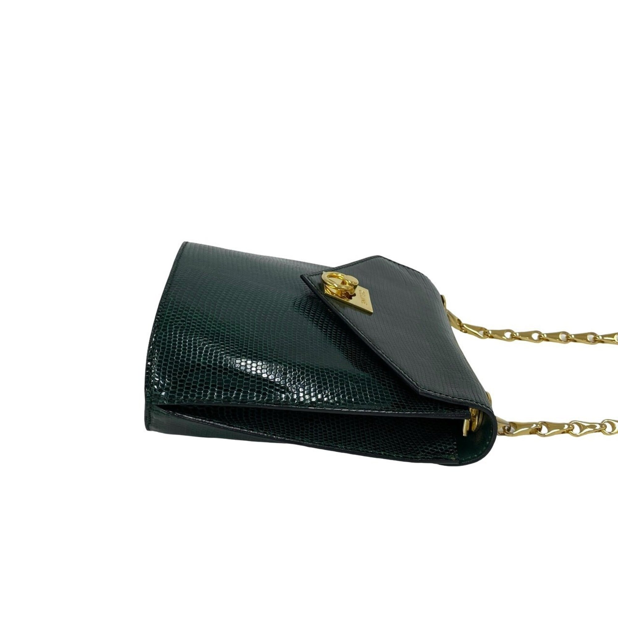 Celine Green Leather Pochette Shoulder Bag (Pre-Owned)