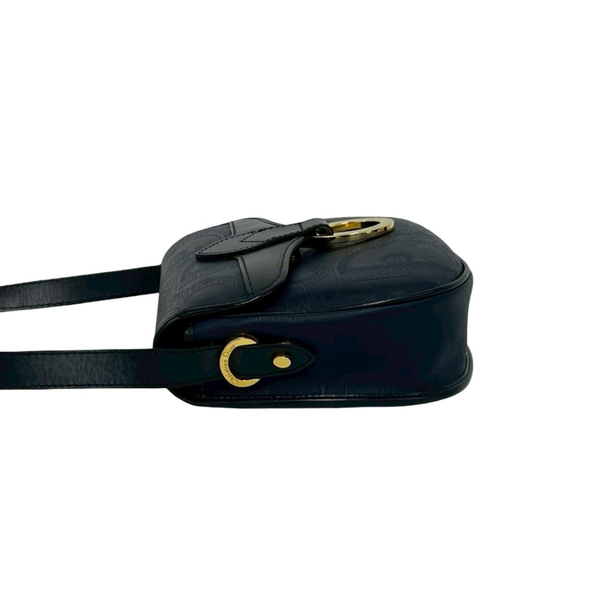 Christian Dior Navy Pvc Leather Pochette Shoulder Bag (Pre-Owned)