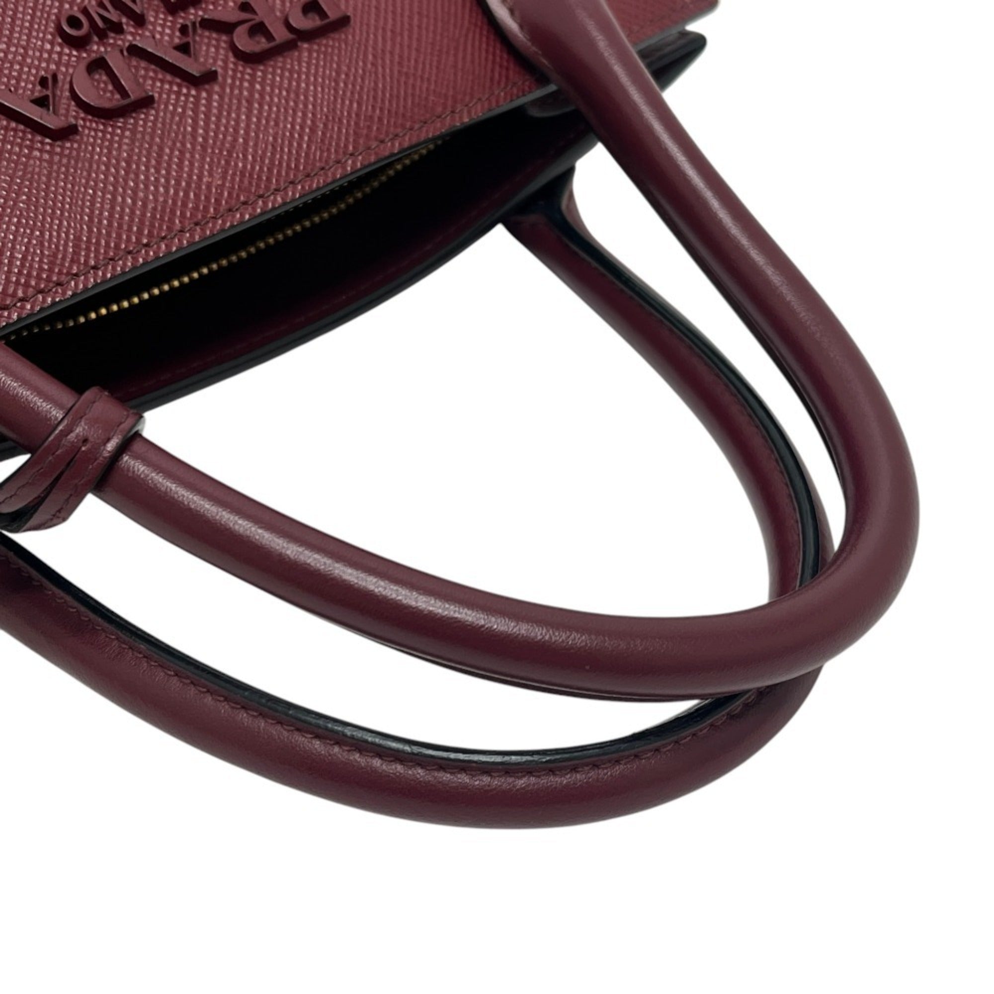 Prada Wine Leather Handbag Shoulder Bag (Pre-Owned)