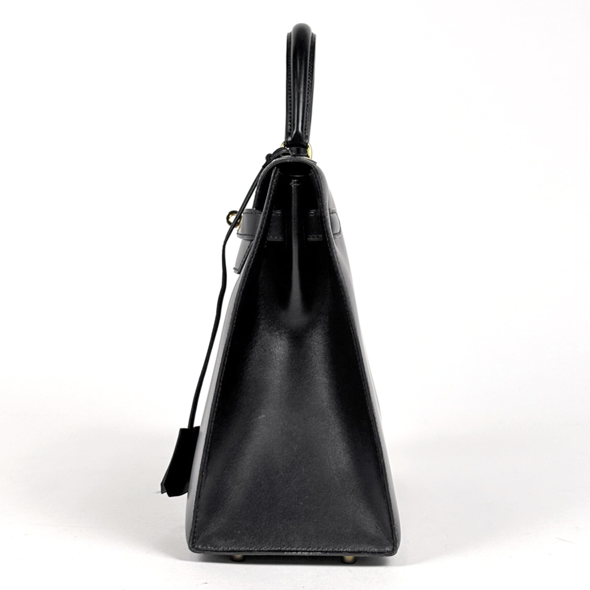 Hermes Kelly Black Box Calf Leather Handbag (Pre-Owned)