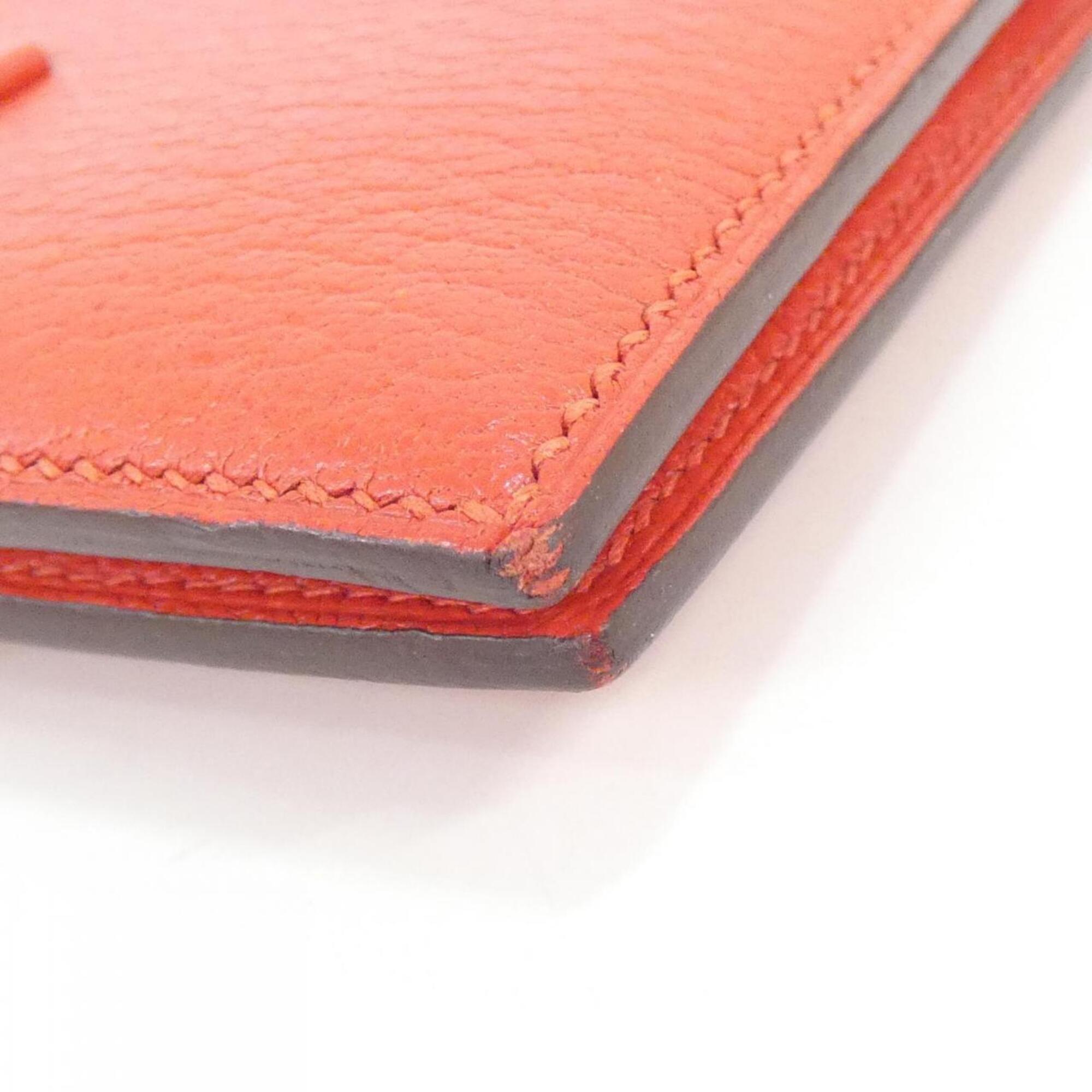 Hermes Red Color Chevre Leather Wallet (Bi-Fold) (Pre-Owned)