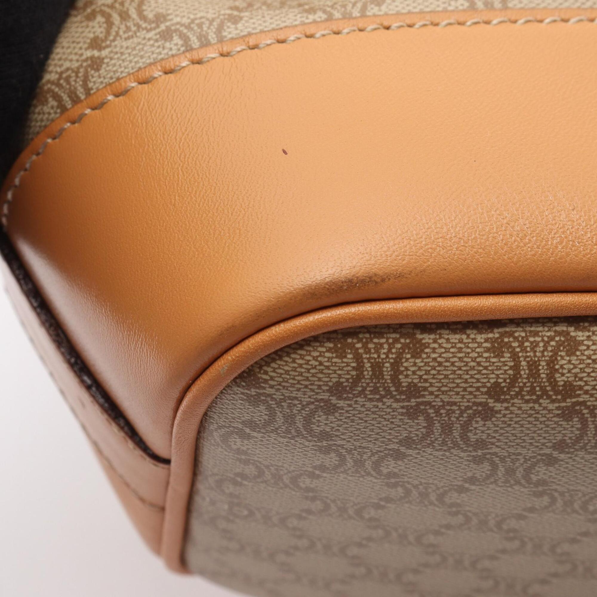 Celine Beige Coated Canvas Leather Handbag Shoulder Bag (Pre-Owned)