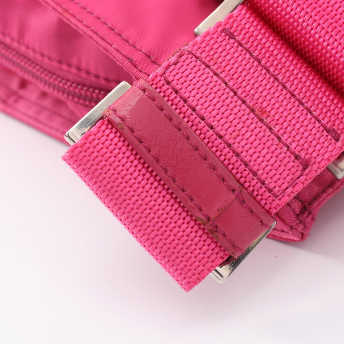 Prada Pink Leather Nylon Handbag Shoulder Bag (Pre-Owned)