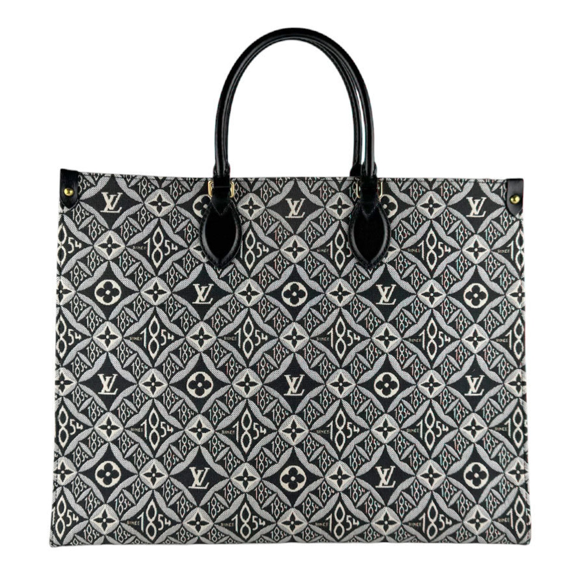Louis Vuitton Black Gray White Canvas Leather Handbag Shoulder Bag (Pre-Owned)