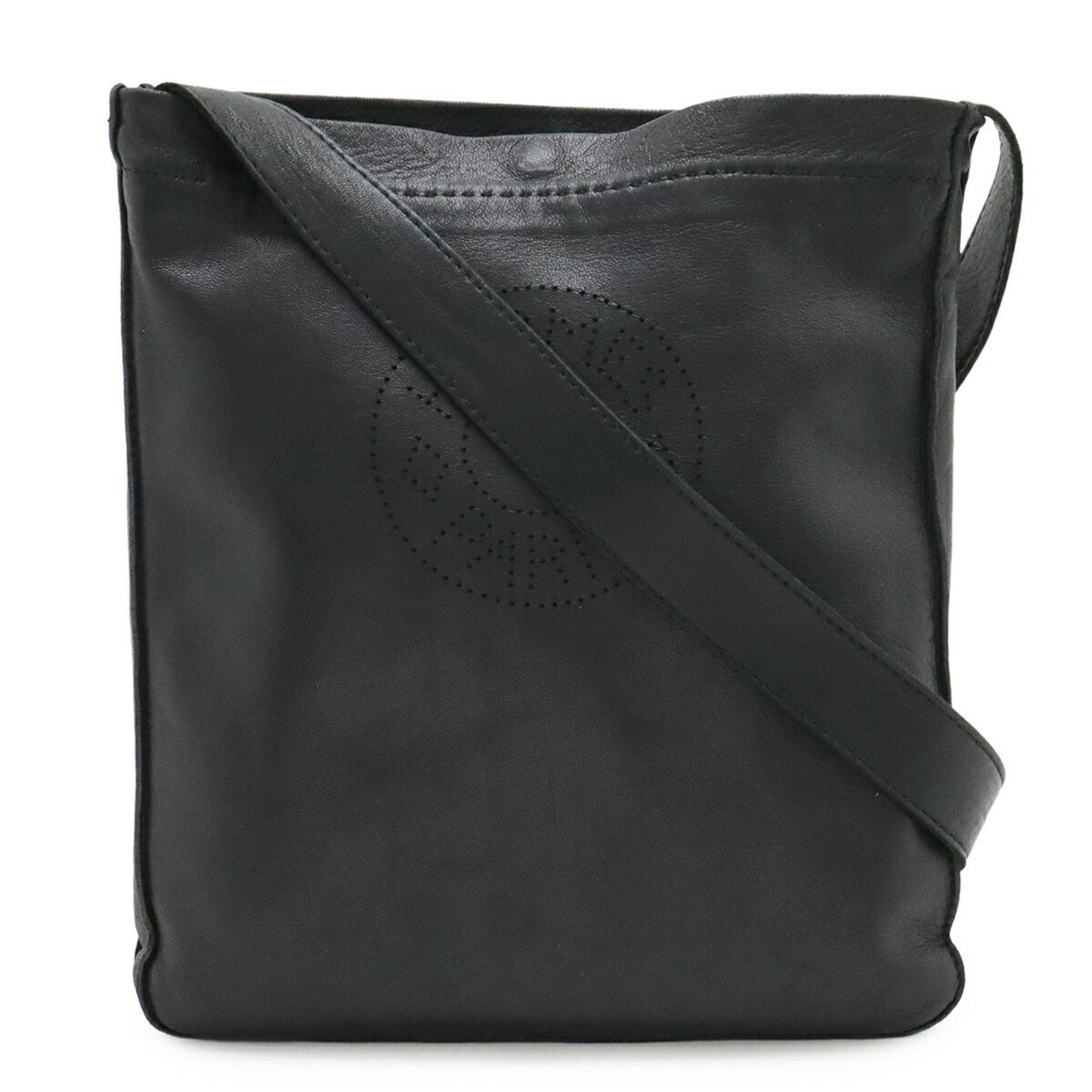 Hermes Black Leather Pochette Shoulder Bag (Pre-Owned)