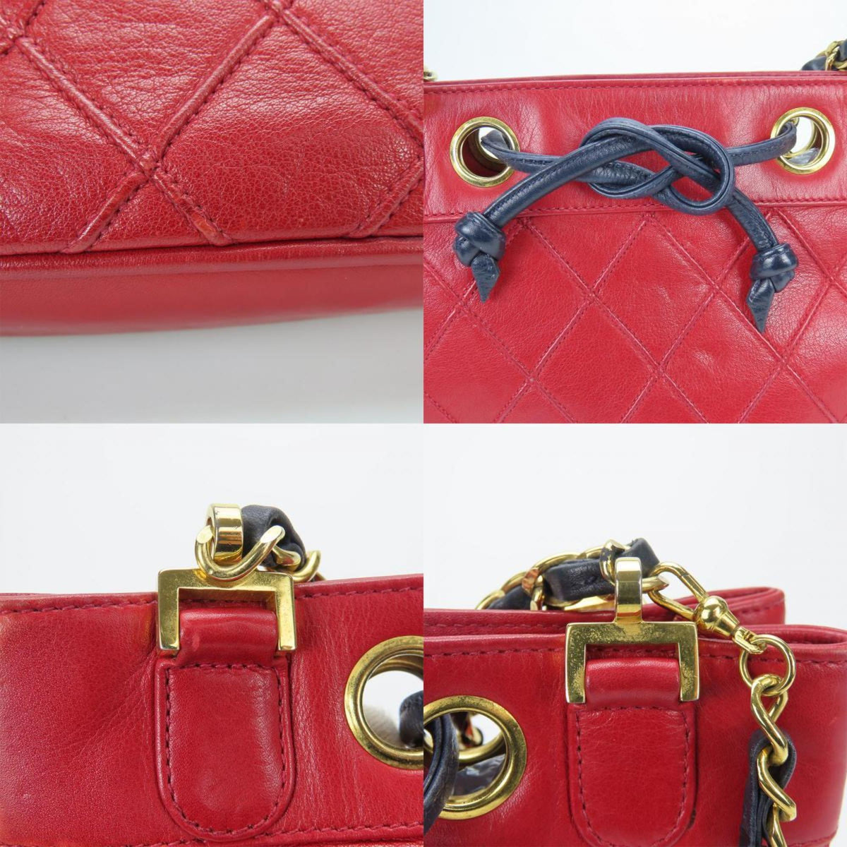 Chanel Bicolor Red Color Leather Shoulder Bag (Pre-Owned)