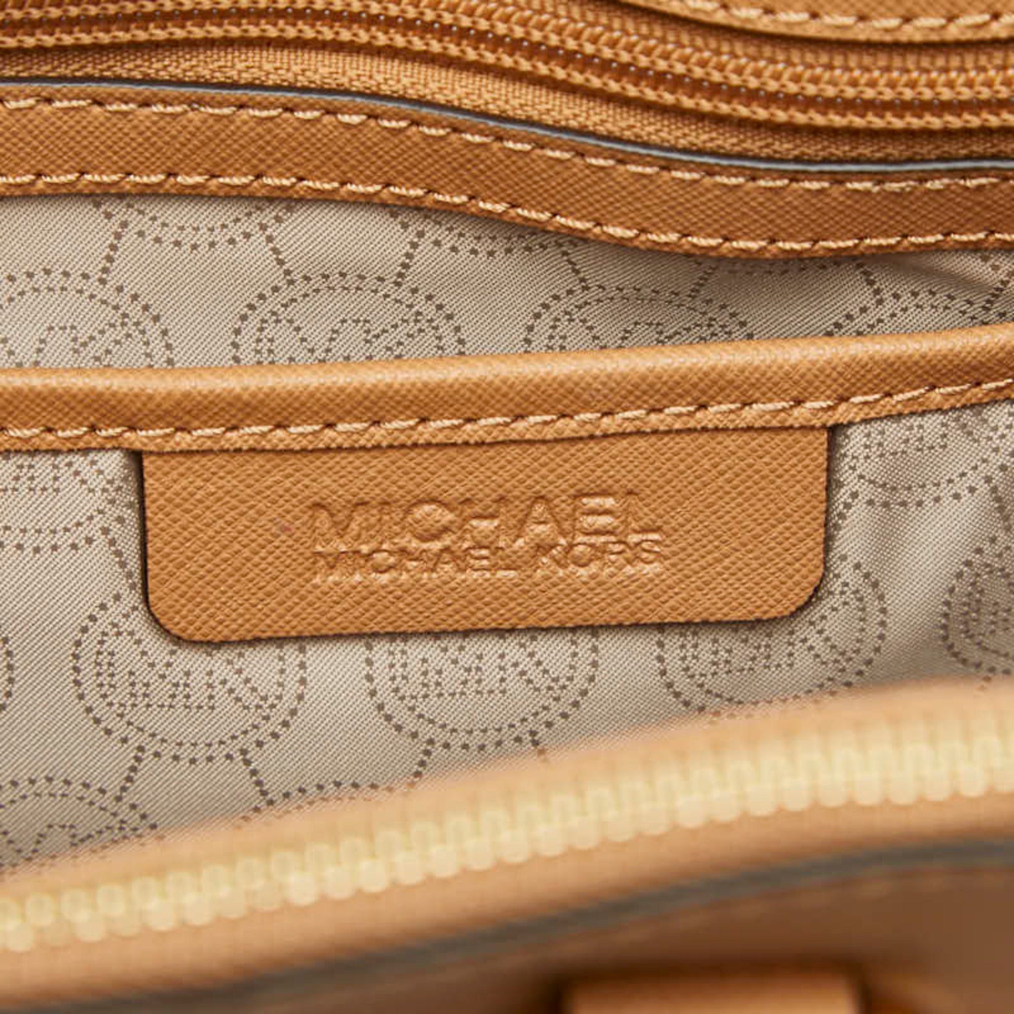 Michael Kors Beige Black Leather Shoulder Bag Tote Bag (Pre-Owned)