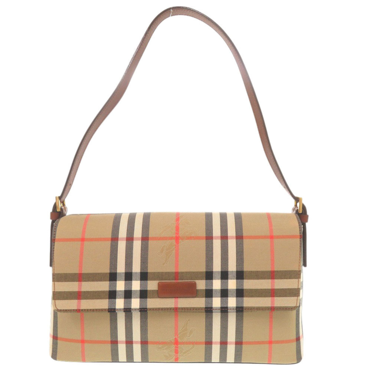 Burberry Beige Brown Canvas Shoulder Bag (Pre-Owned)