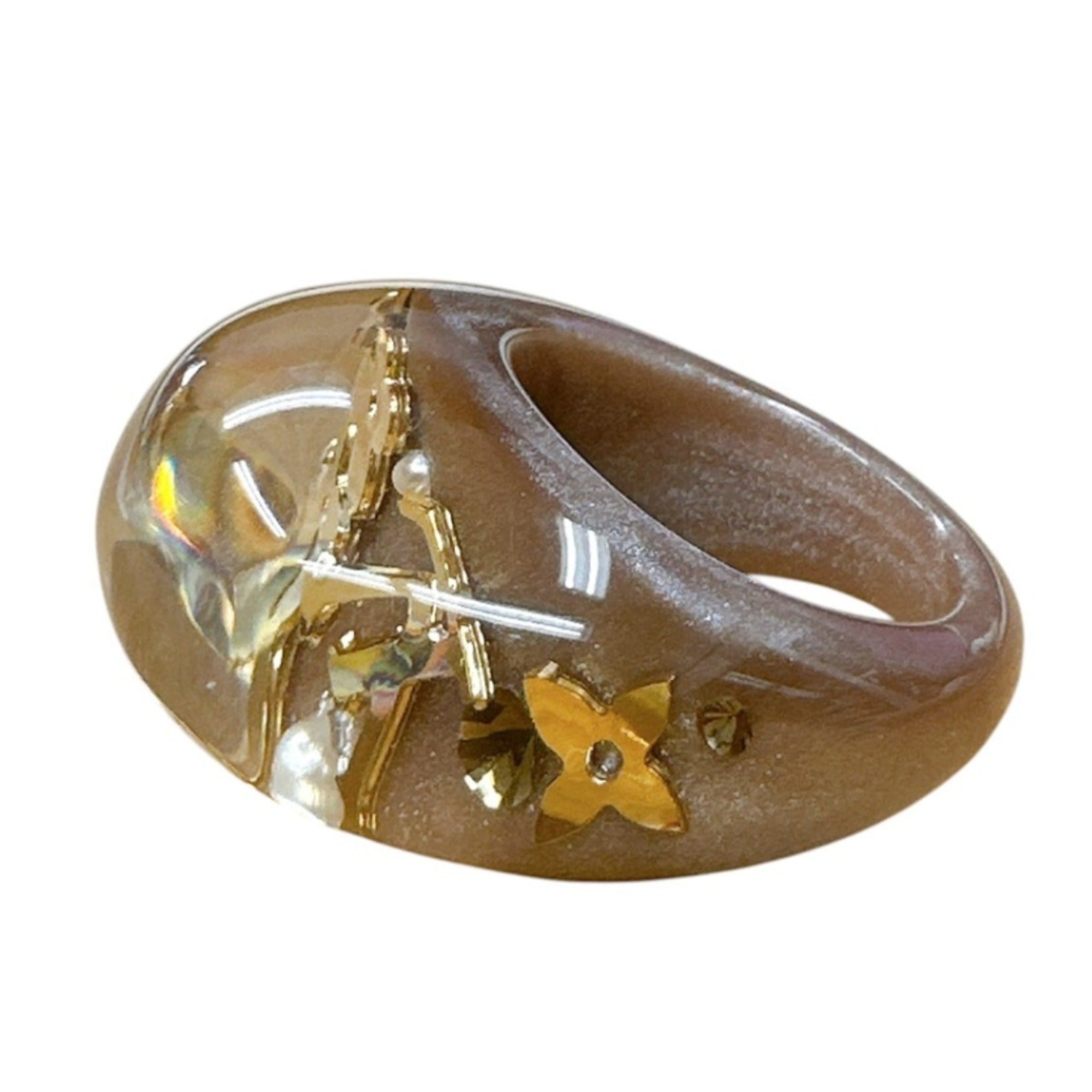 Louis Vuitton Gold Brown Band Ring (Pre-Owned)