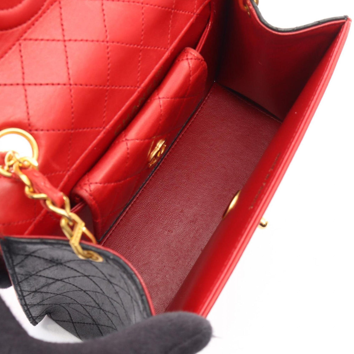 Chanel Black Red Color Leather Handbag Shoulder Bag (Pre-Owned)
