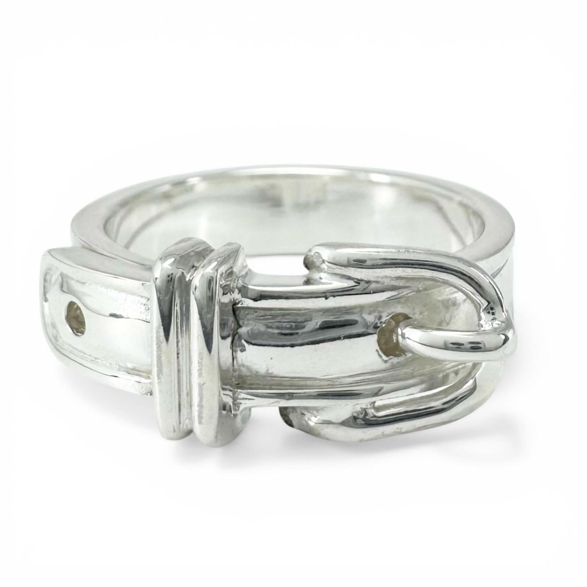 Hermes Silver Silver 925 Band Ring (Pre-Owned)