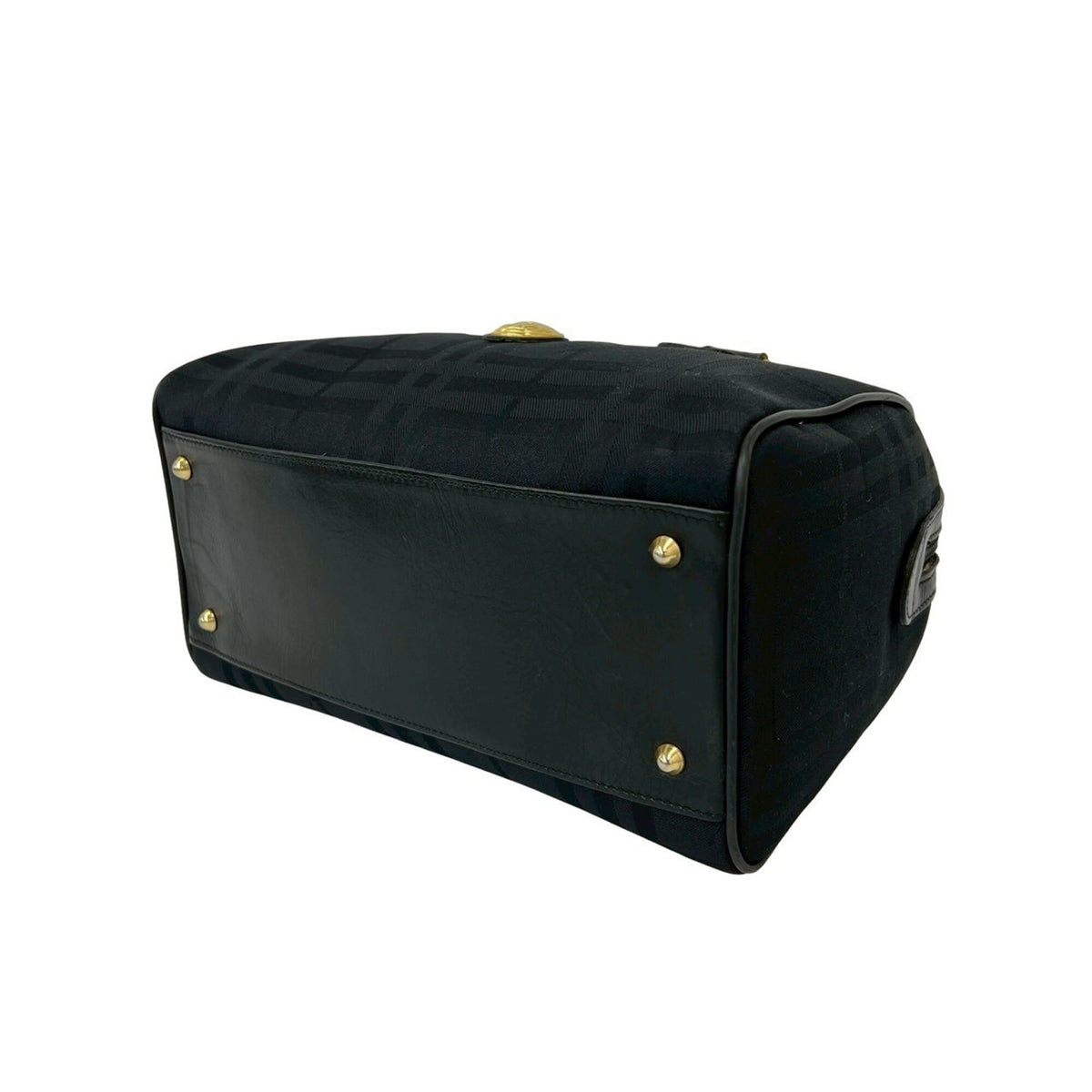Burberry Black Leather Canvas Handbag Shoulder Bag (Pre-Owned)
