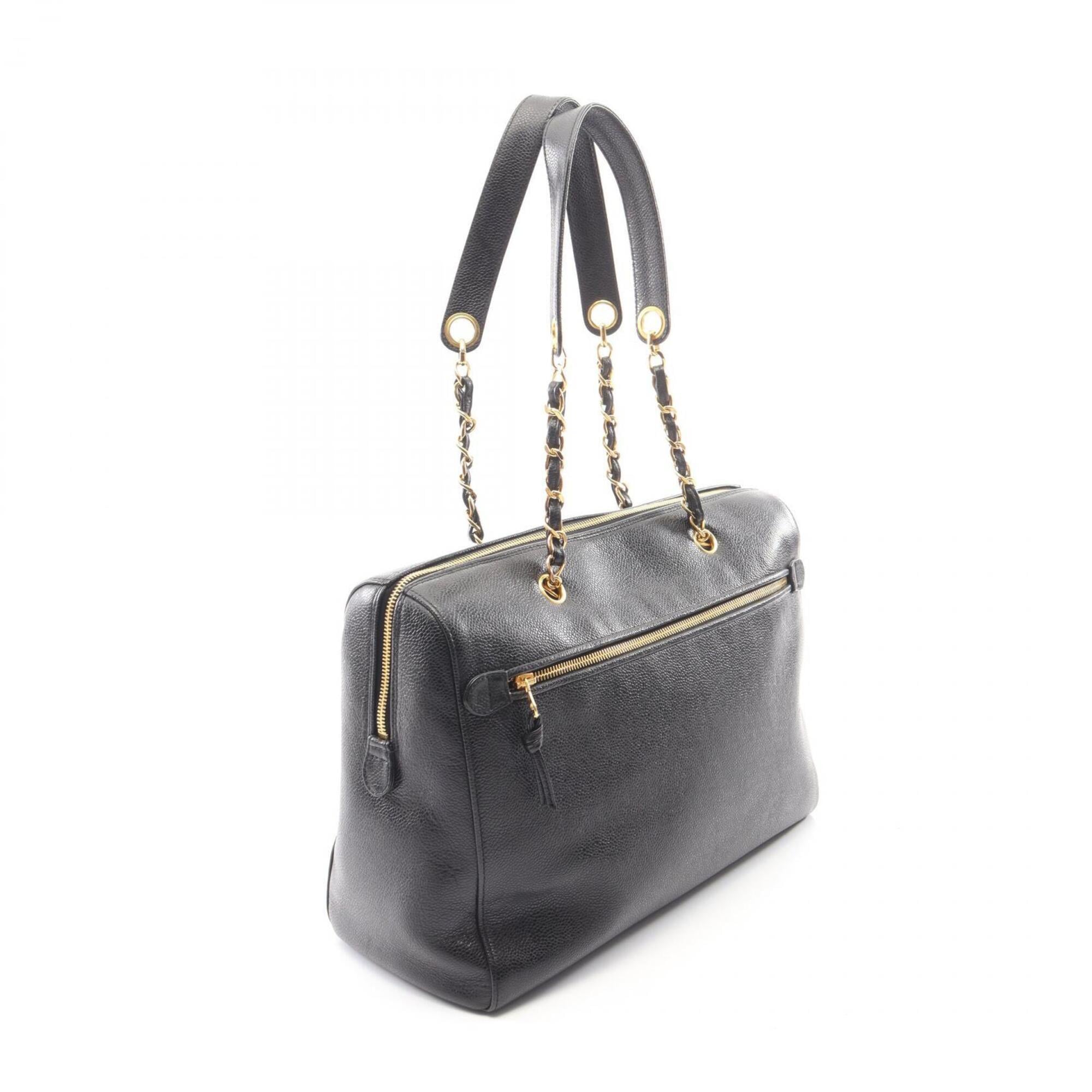 Chanel Black Grained Calfskin Handbag Tote Bag (Pre-Owned)