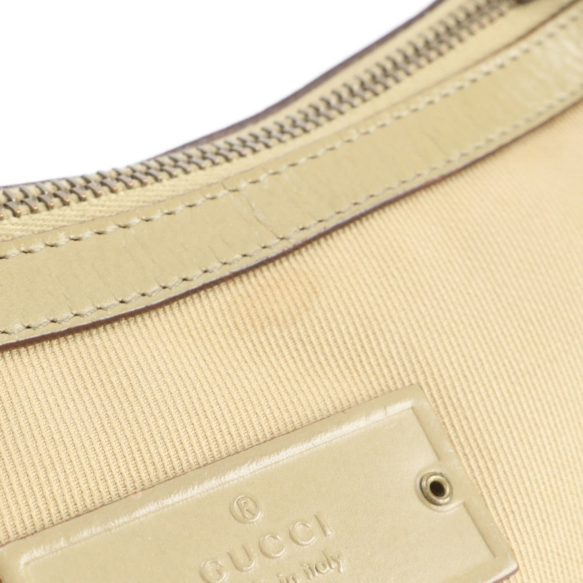 Gucci Beige Leather Canvas Crossbody Bag Handbag Shoulder Bag Tote Bag (Pre-Owned)