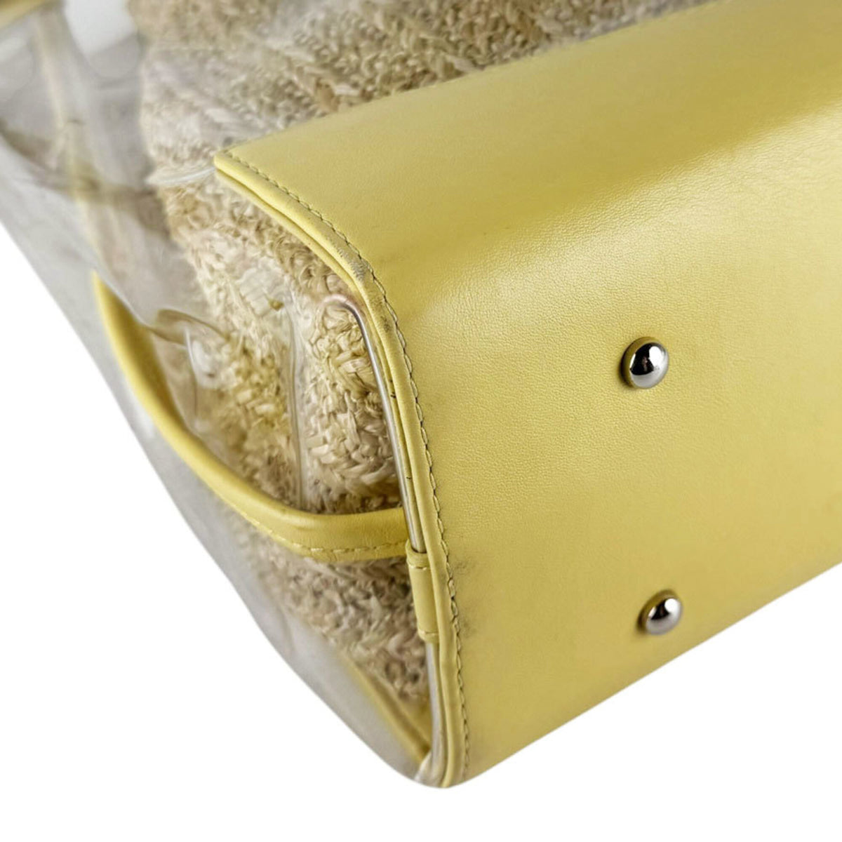 Chanel Yellow Leather Vinyl Handbag Shoulder Bag (Pre-Owned)