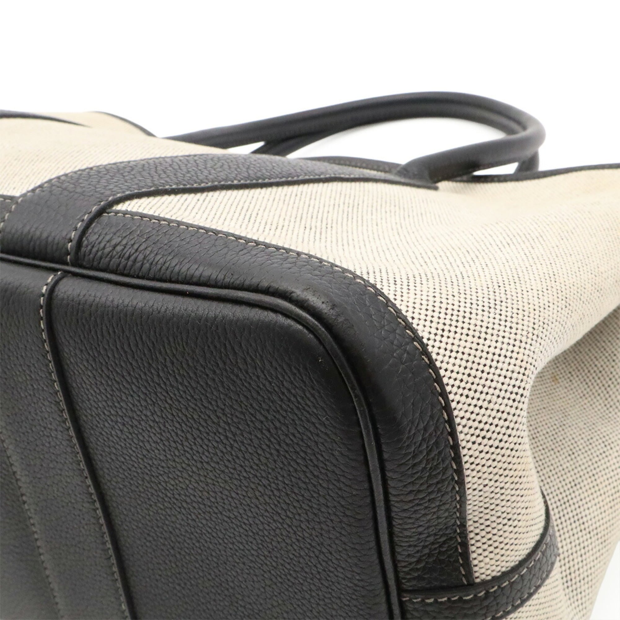 Hermes Garden Black Gray Toile H Handbag Tote Bag (Pre-Owned)